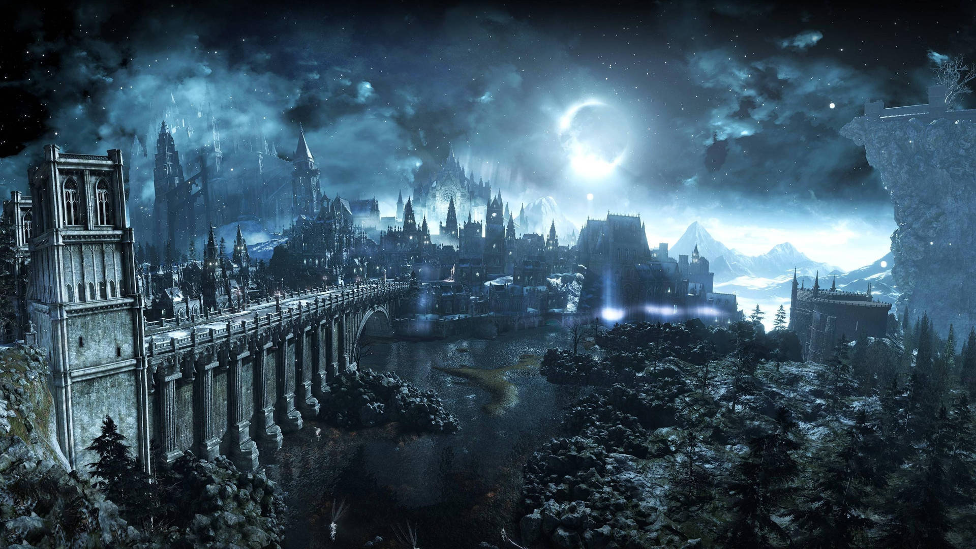 Panoramic Irithyll In Boreal Valley Dark Souls 3 Background
