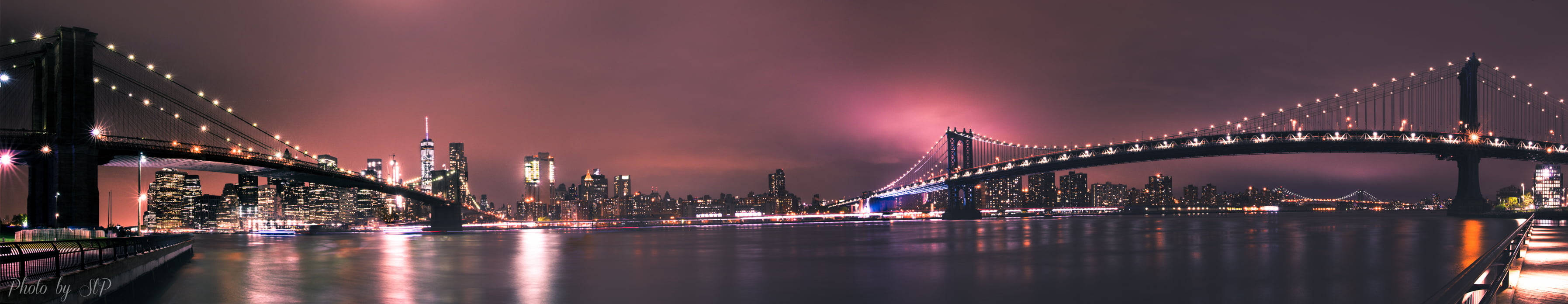 Panoramic Shot Of Brooklyn Bridge New York 4k Background