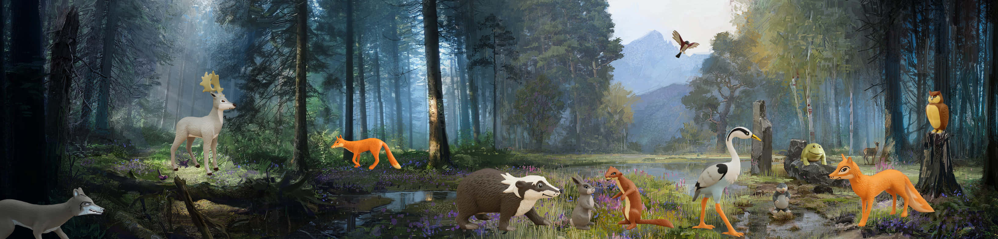 Panoramic Shot Of The Animals Of Farthing Wood Background