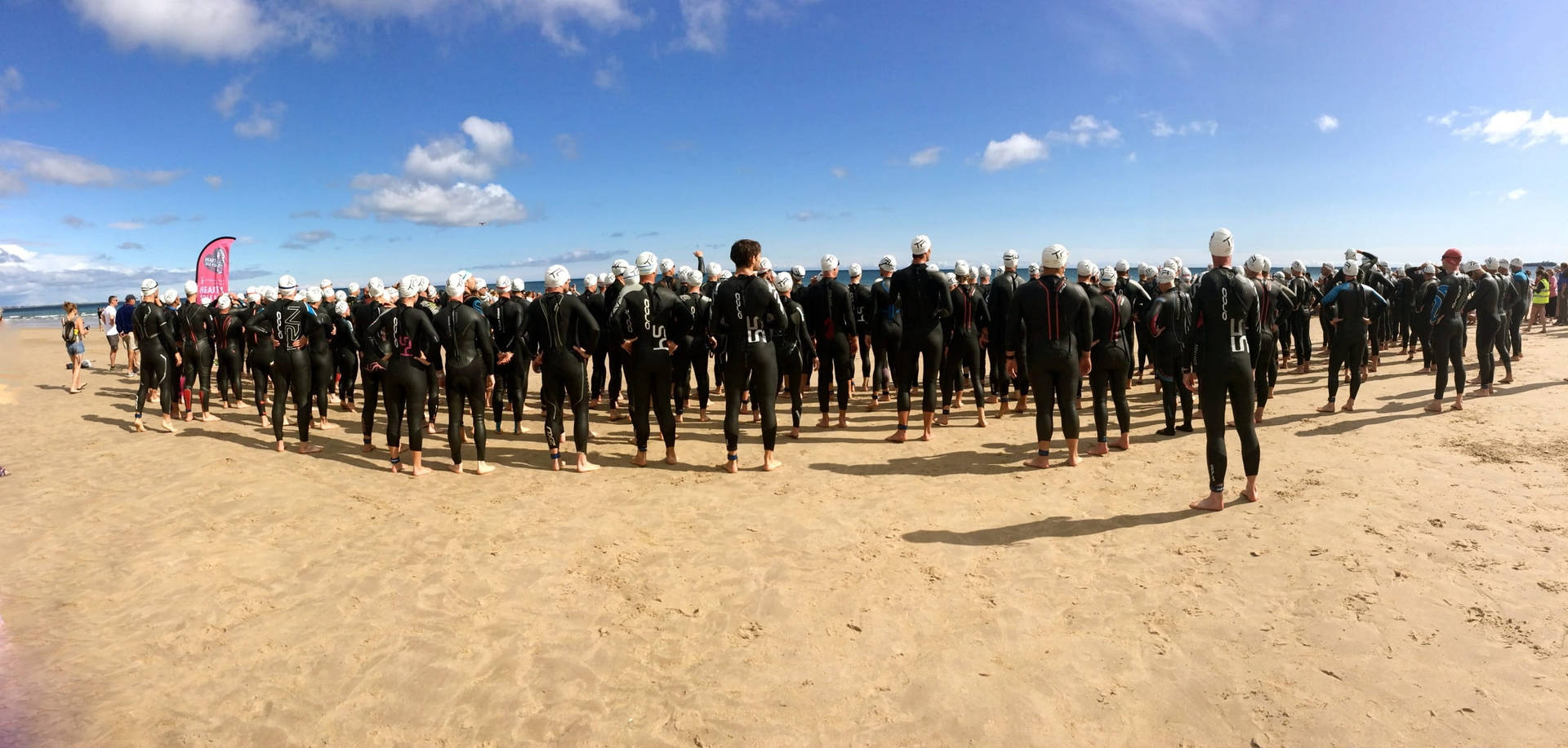 Panoramic Shot Of Triathlon Athletes Background