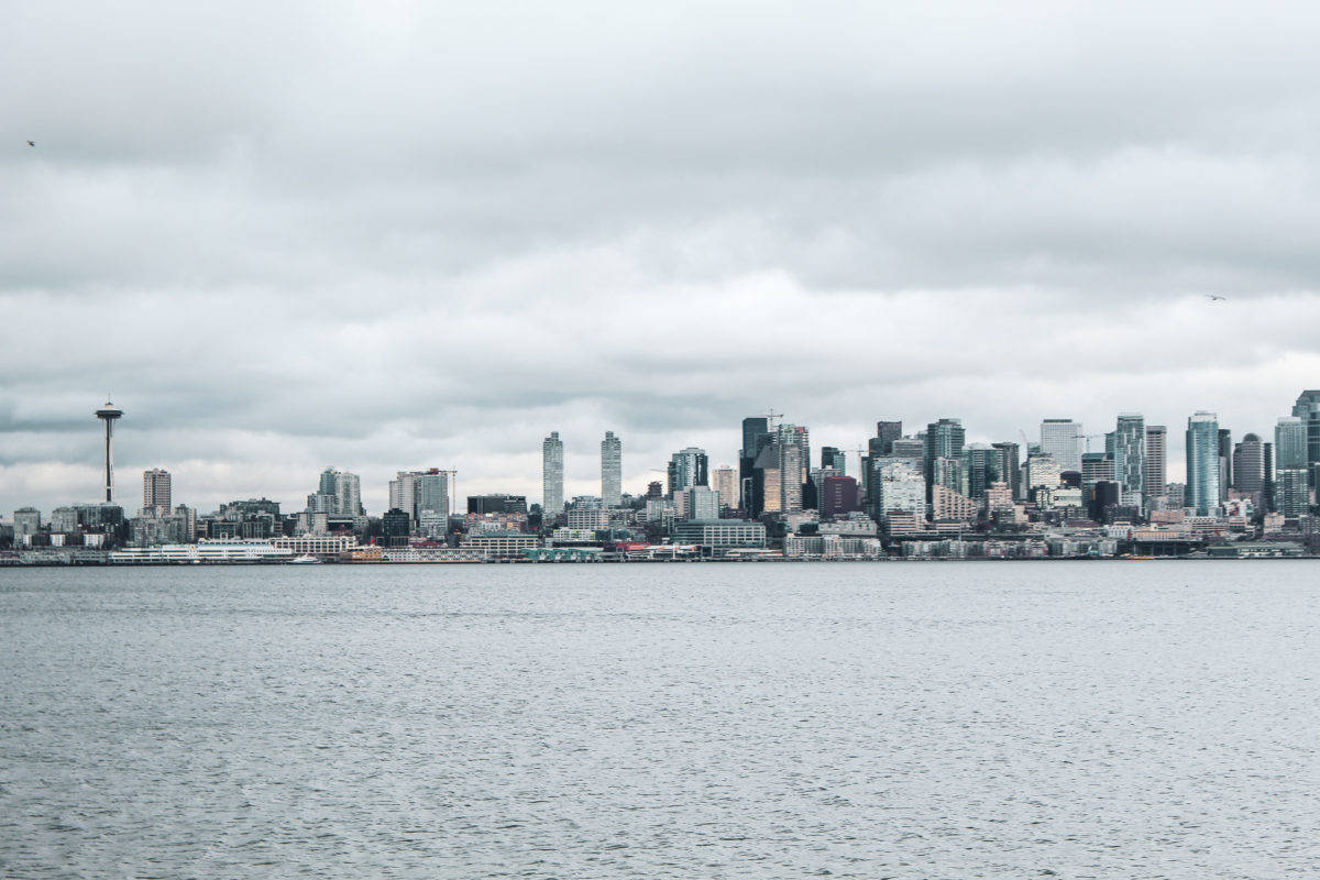 Panoramic View For Seattle Rain Background Background