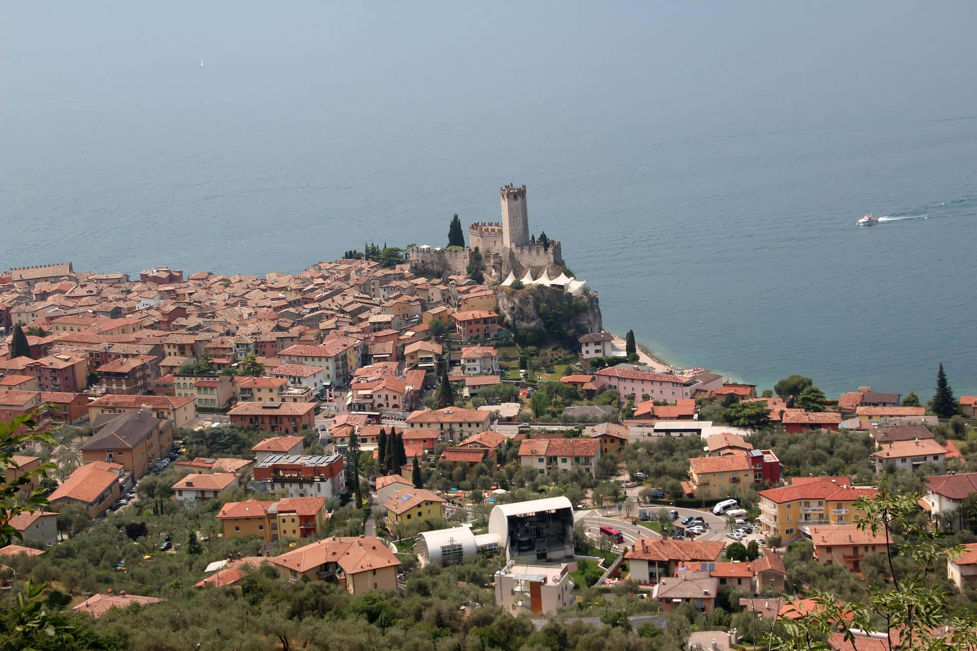 Panoramic View In Lago Di Garda Background