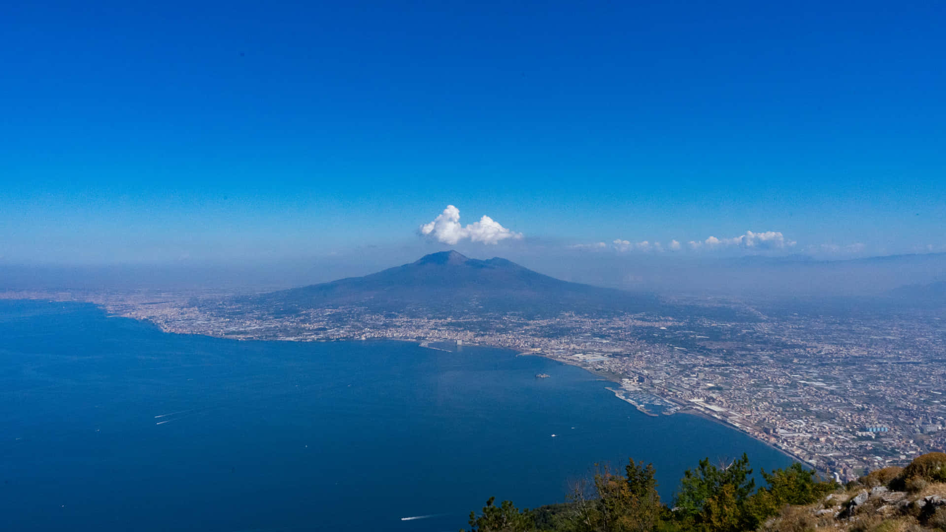 Panoramic View Mount Vesuvio Italy Background