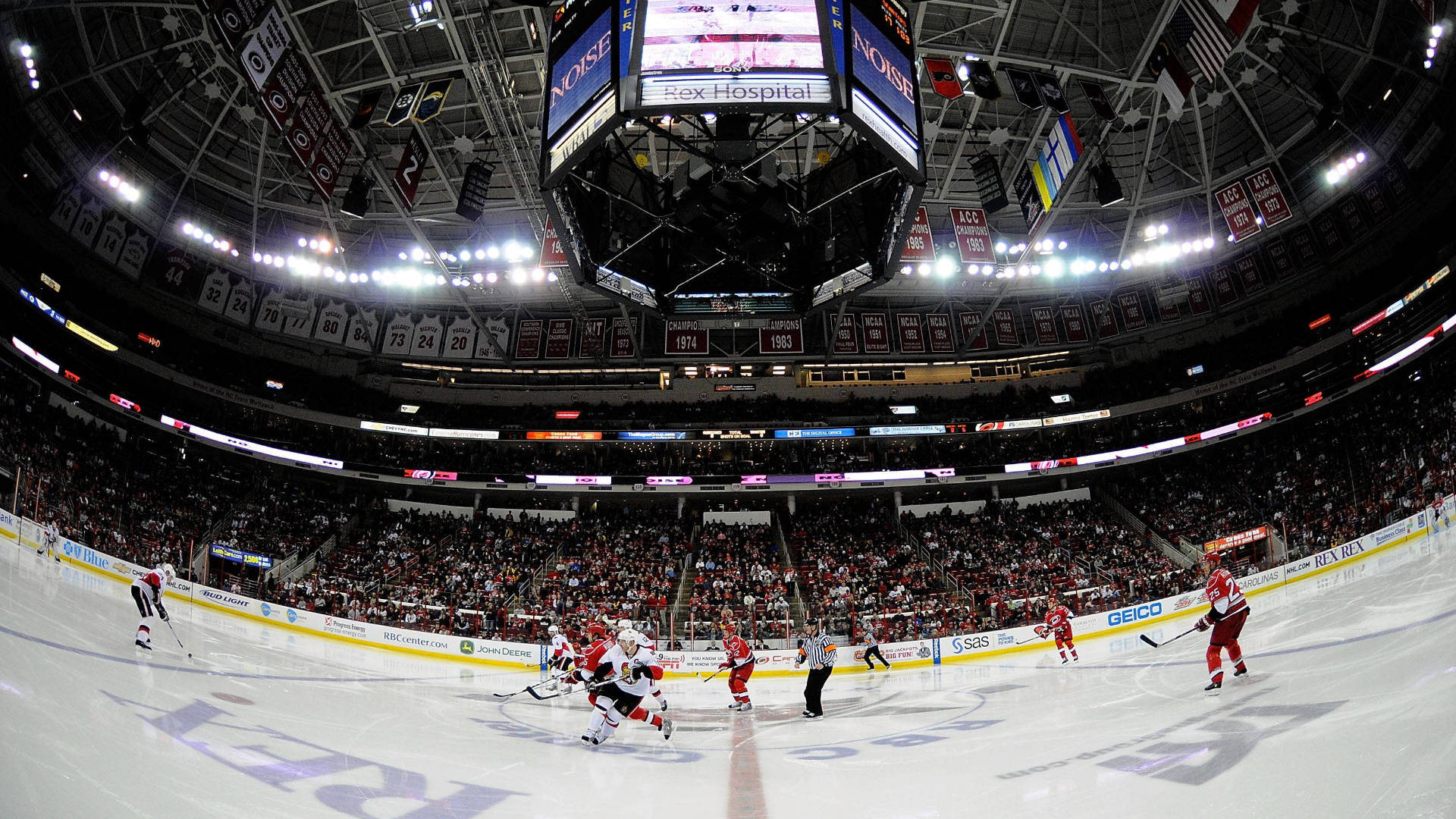 Panoramic View Of An Ottawa Senators Game At The Stadium. Background