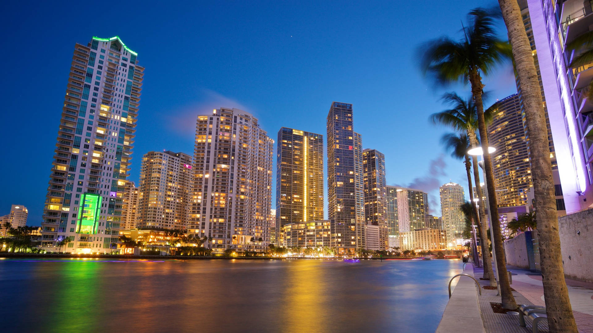 Panoramic View Of Downtown Miami Skyline Background