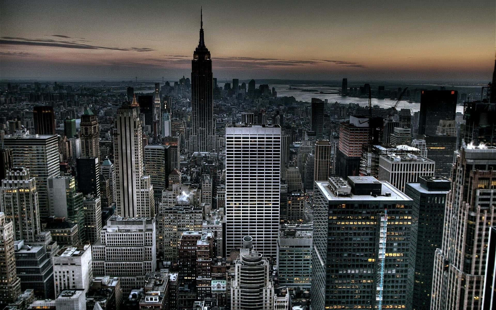 Panoramic View Of Lower Manhattan Skyline, New York City Background