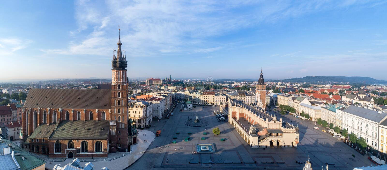 Panoramic View Of The Old Town In Krakow Poland Background