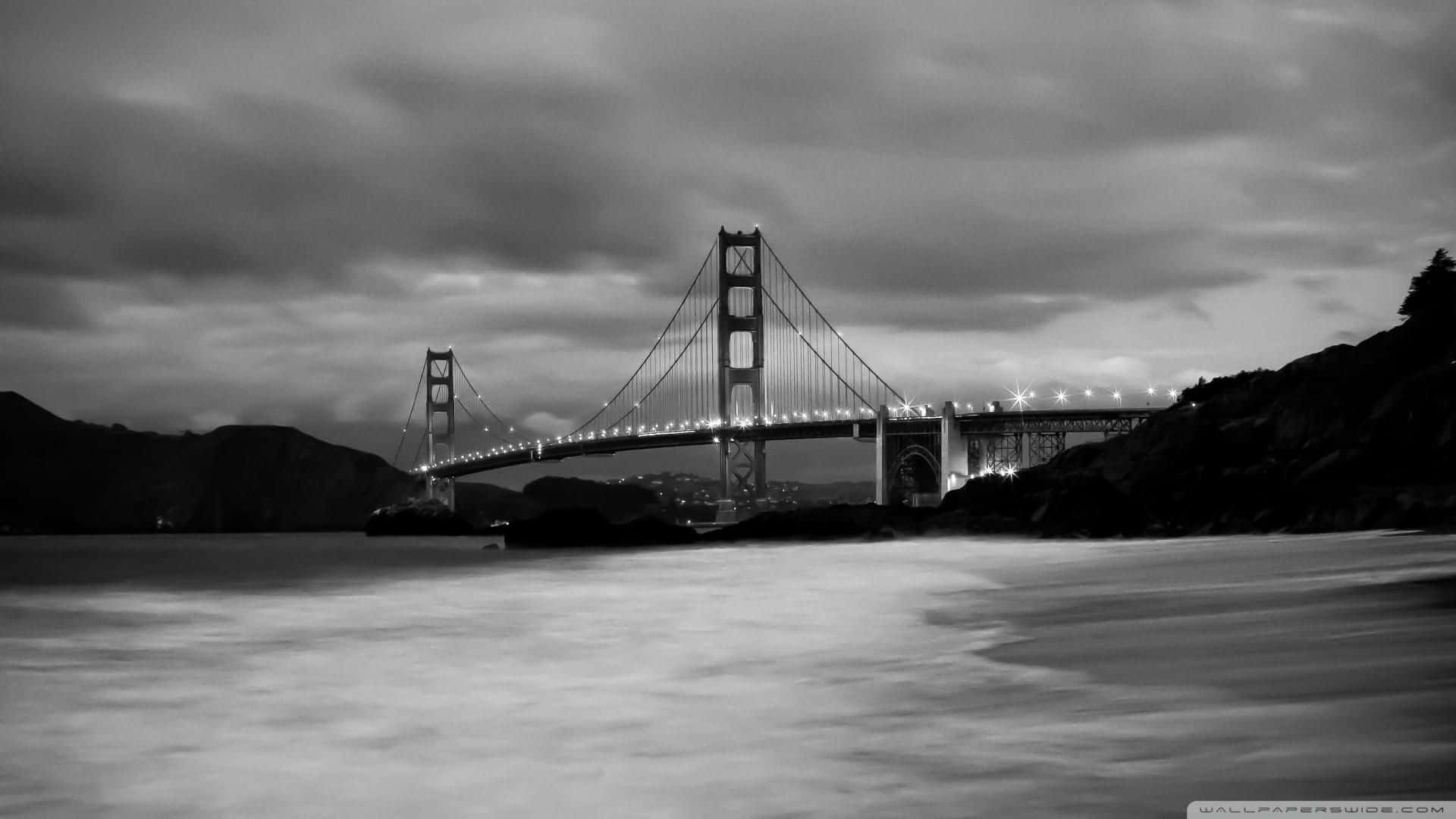 Panoramic View Of The San Francisco Skyline In Black And White