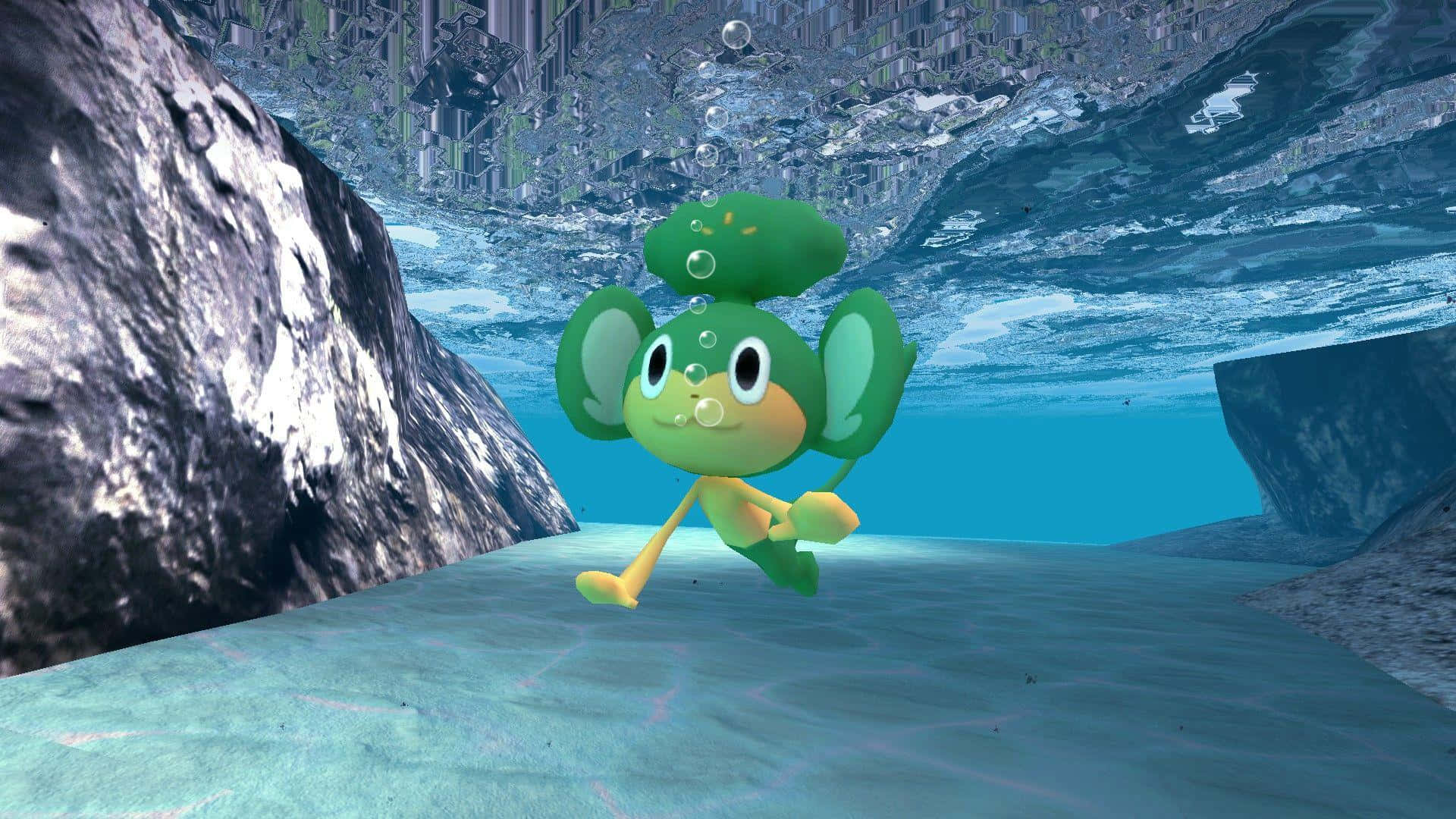 Pansage Under The Water Background