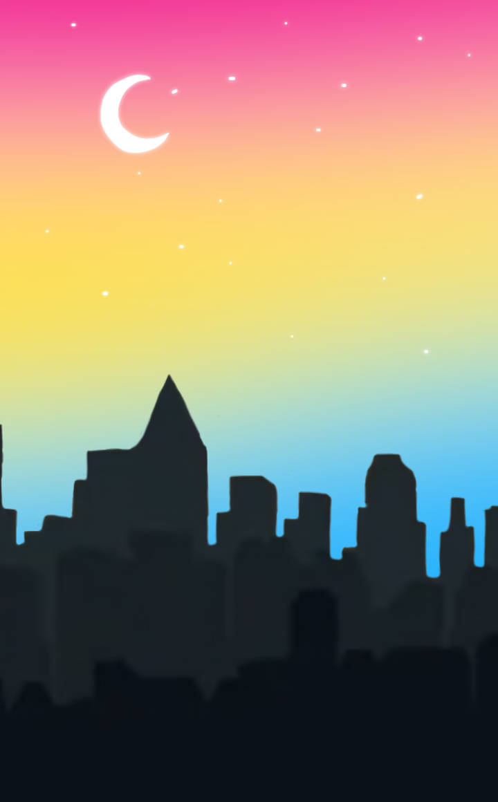 Pansexual City And Night Sky Art Background