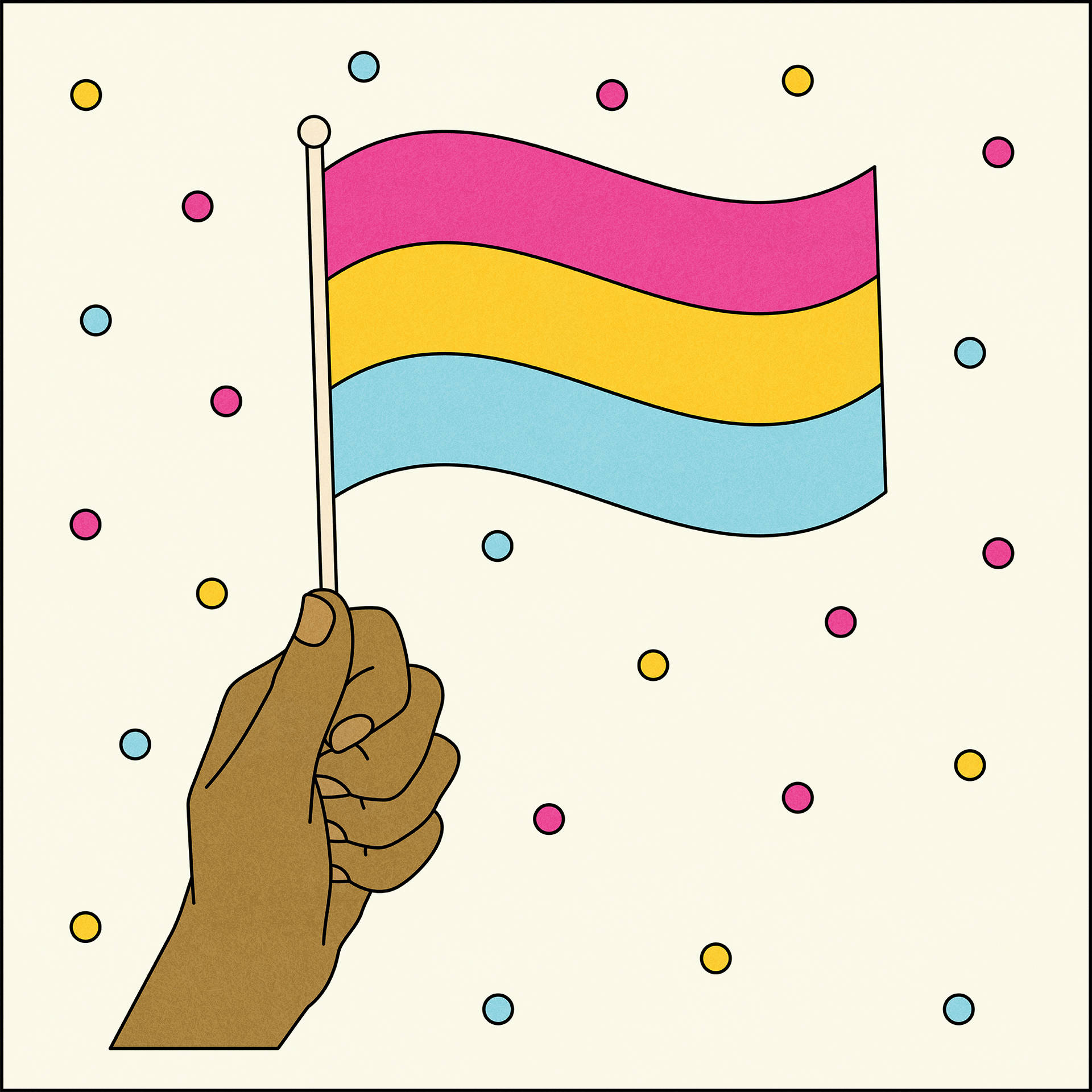 Pansexual Flag And Polkadots Background