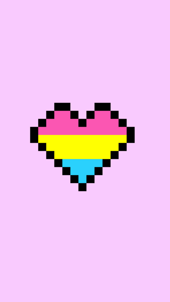 Pansexual Pixel Heart Background