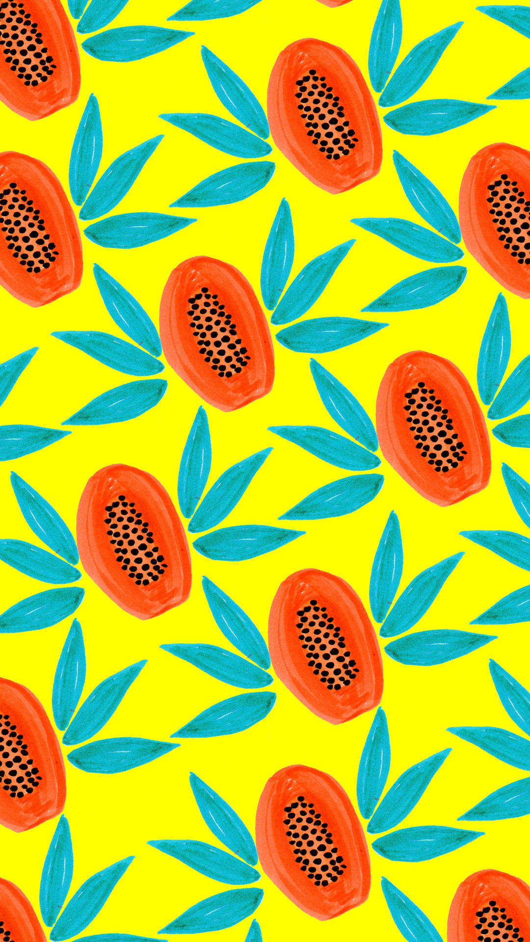 Papaya Fruits Seamless Pattern Background