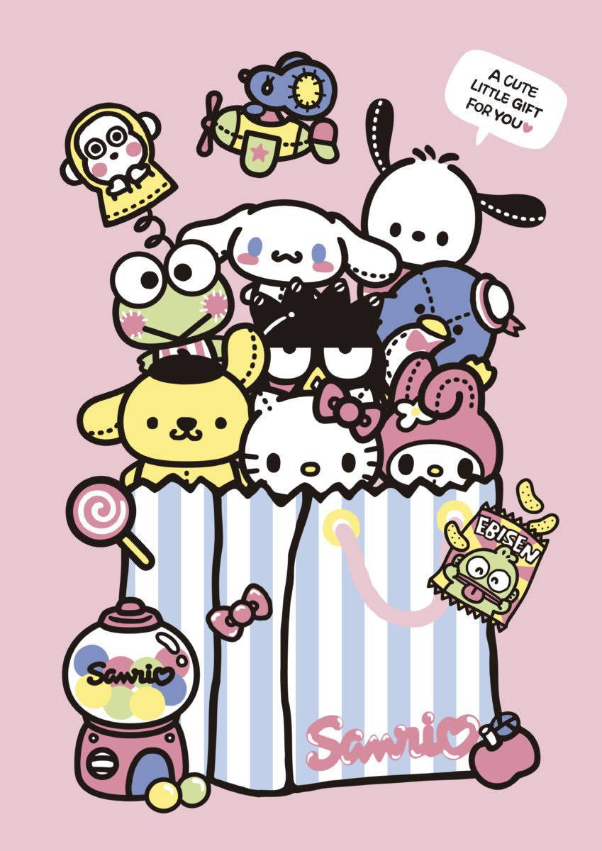 Paper Bag With Sanrio Characters Background