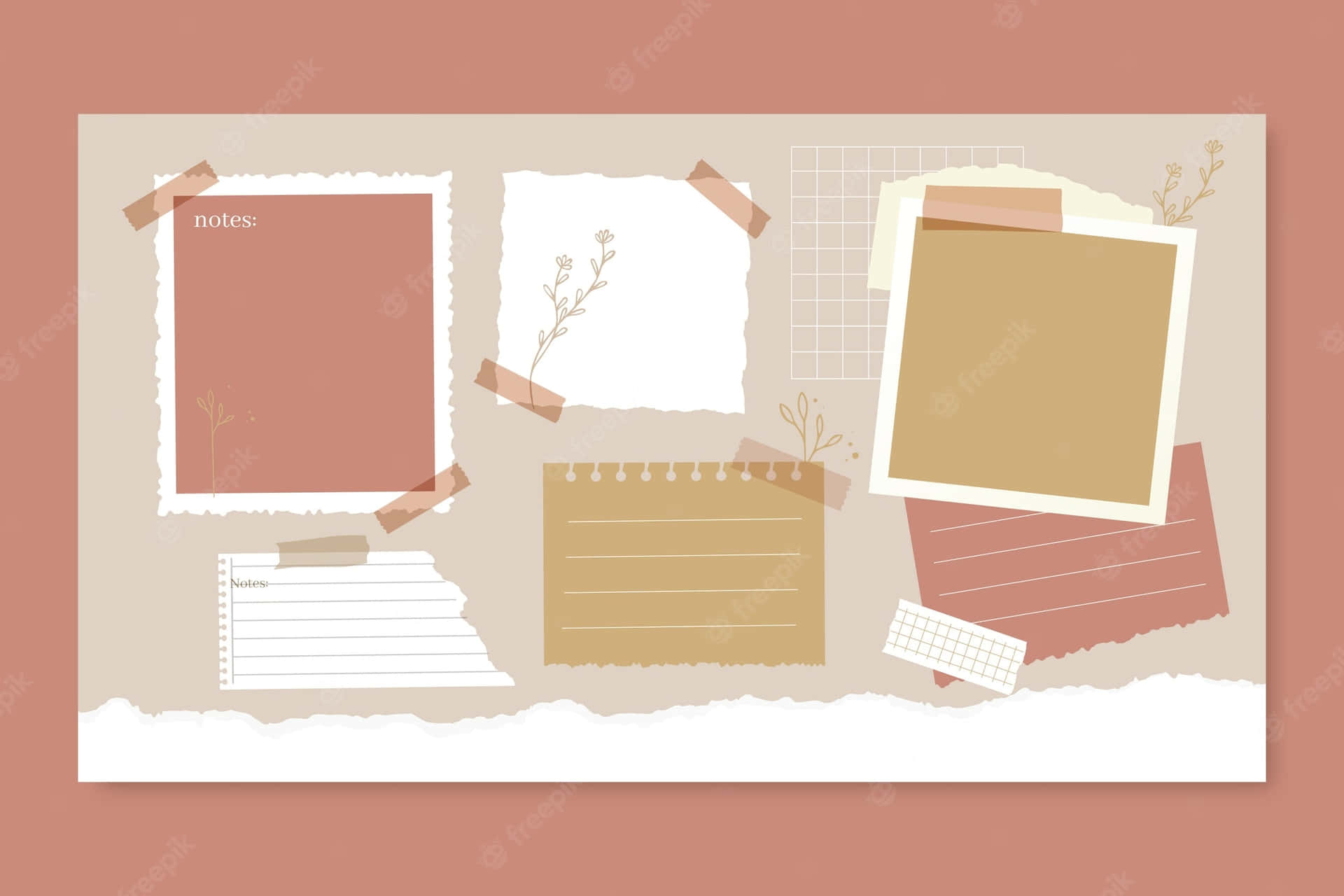 Paper Clipboard With Paper Strips And Paper Tapes Background