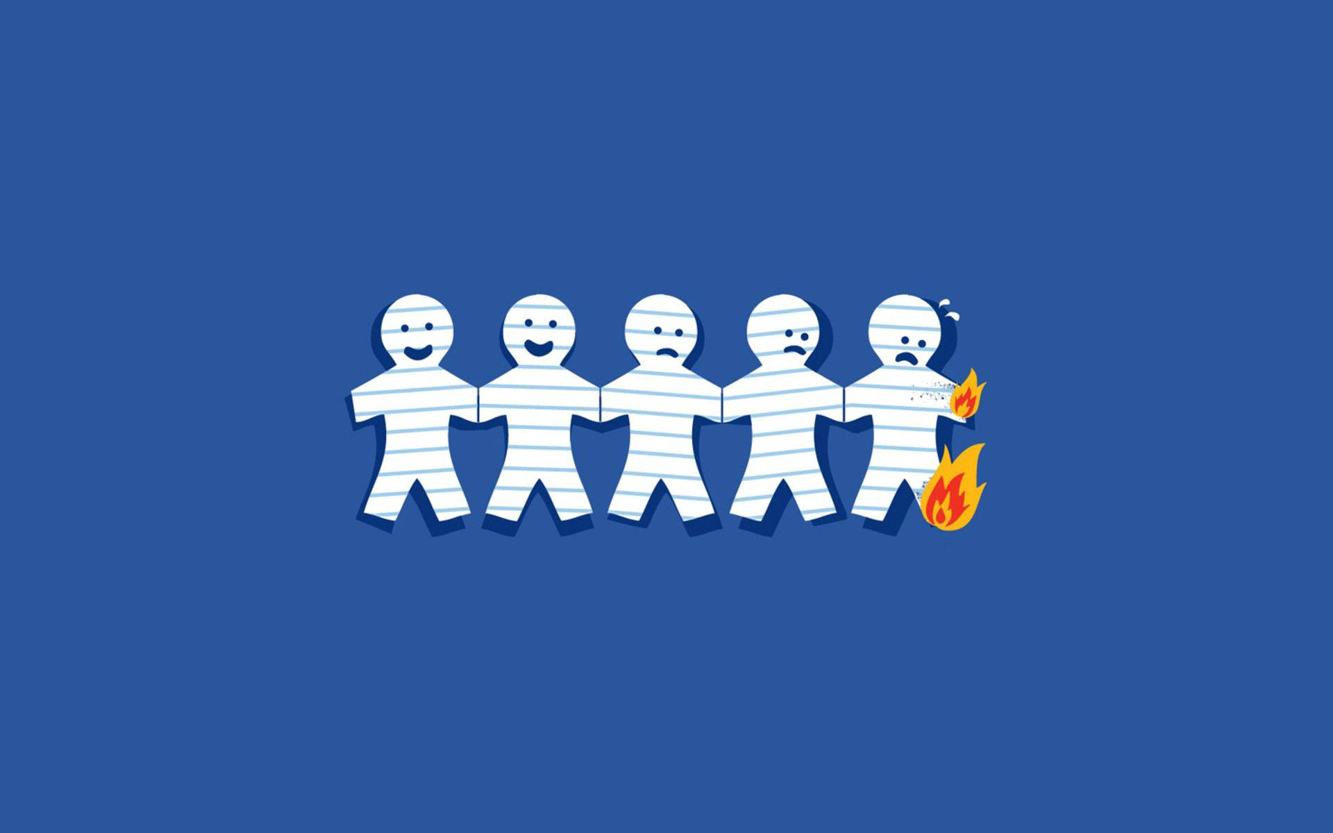 Paper Friends On Fire Background