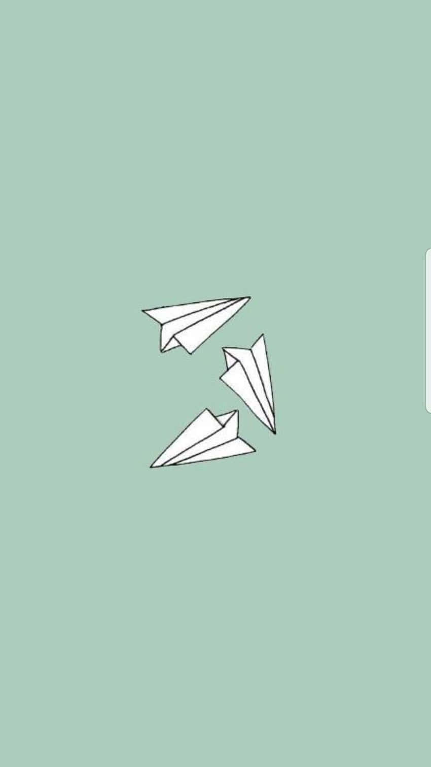 Paper Planes Green Background Wallpaper Background