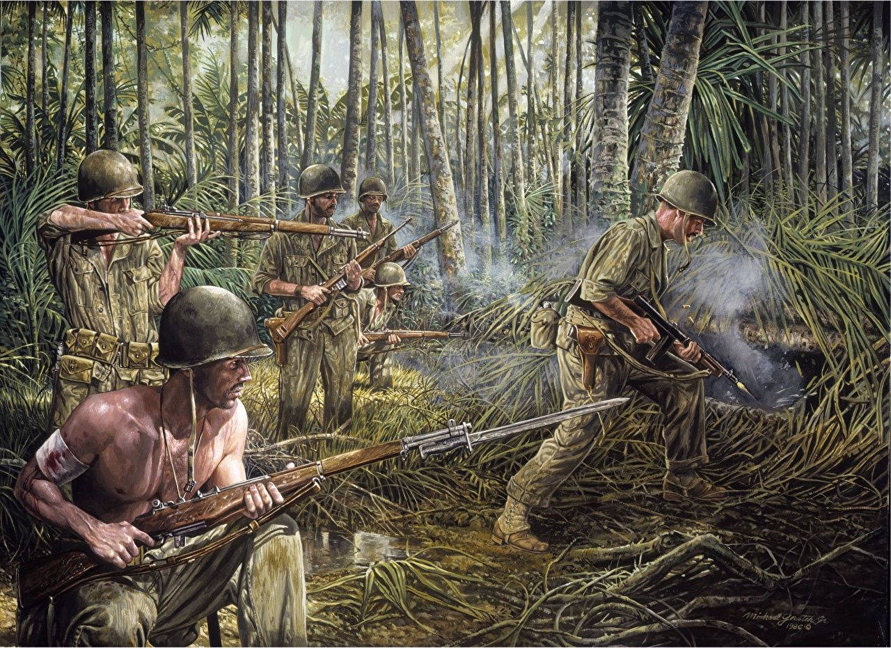 Papua New Guinea Soldiers Artwork Background