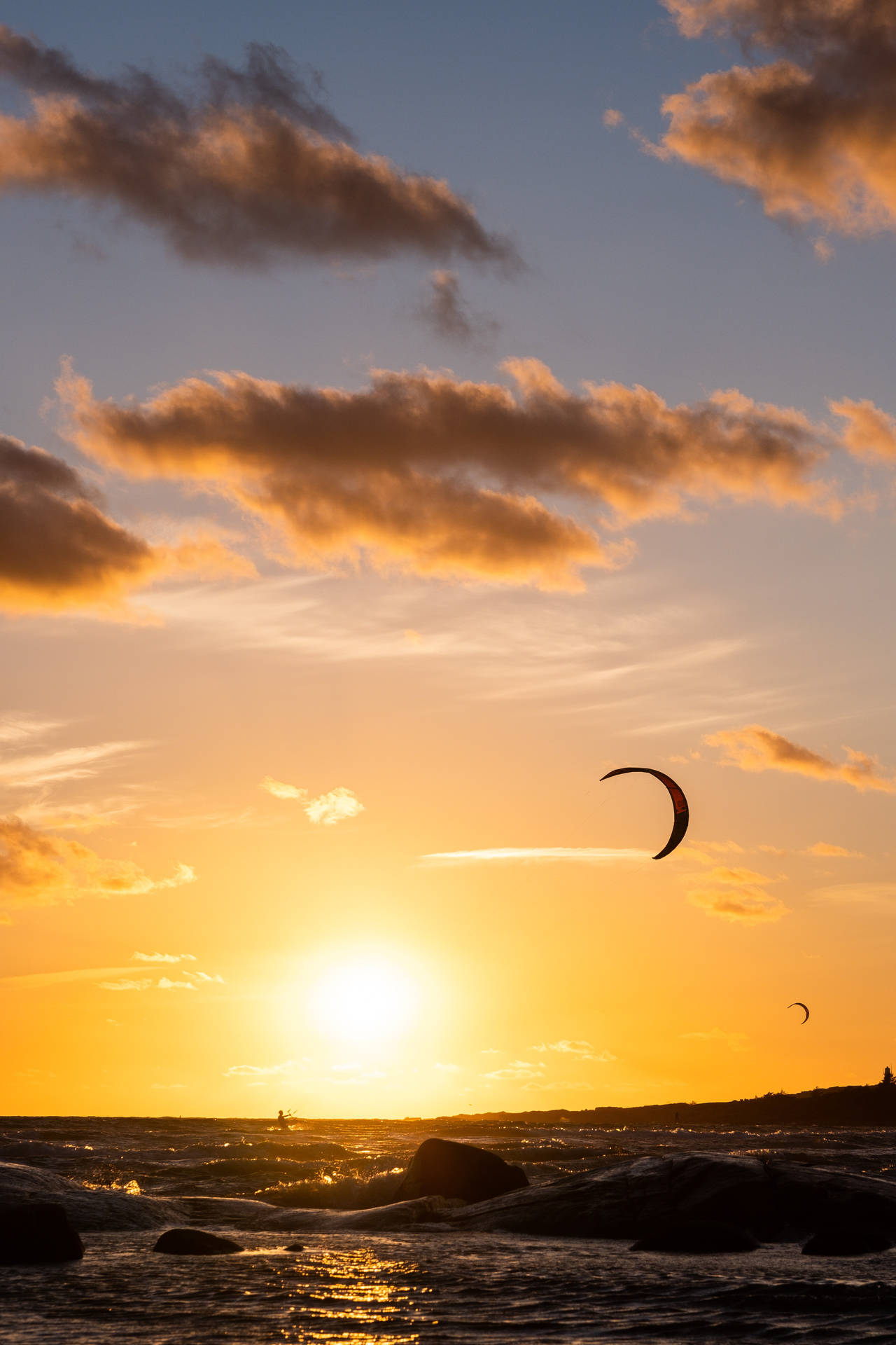 Paragliding Bright Sunset Background