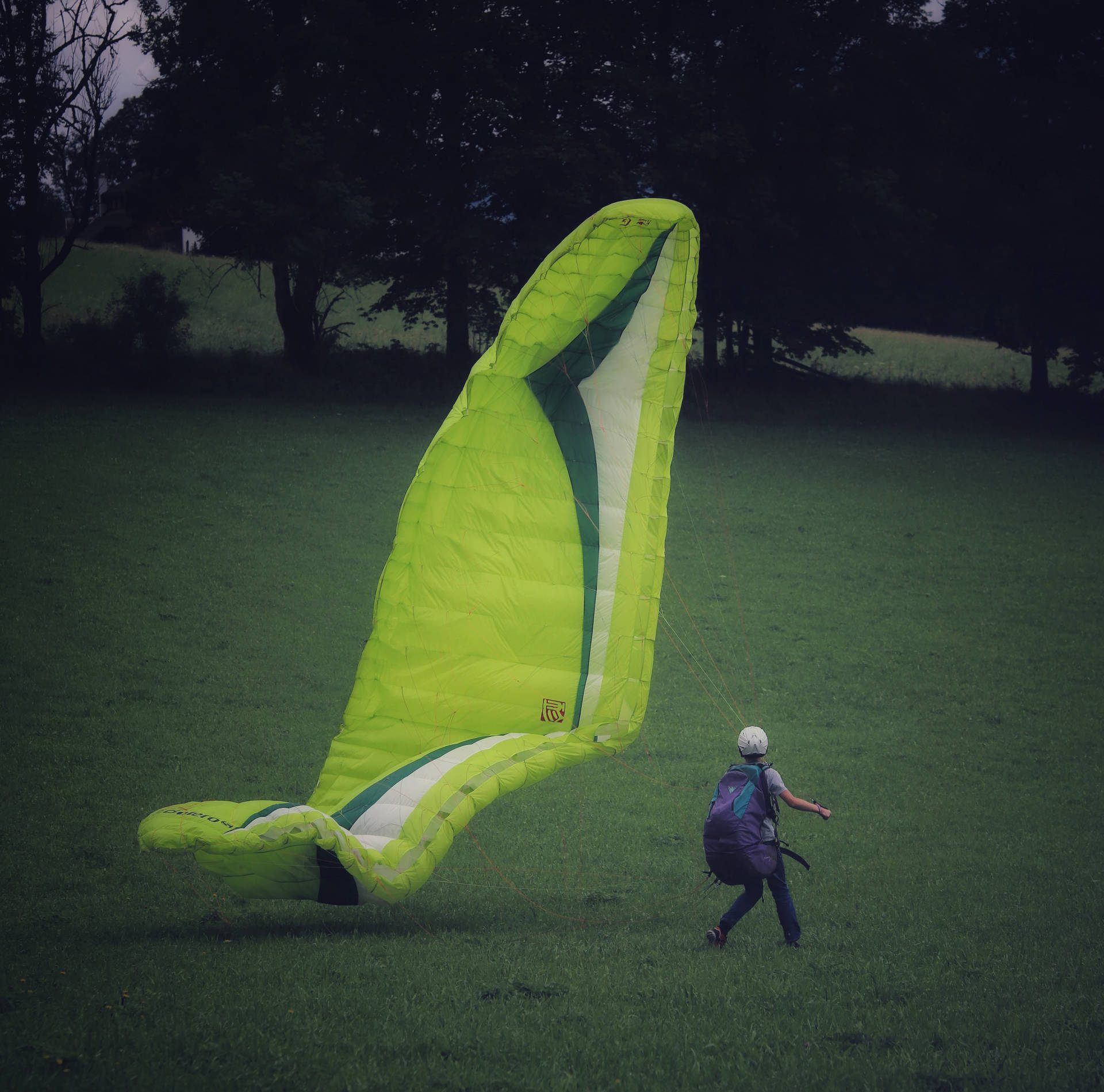 Paragliding Landing Safely Background