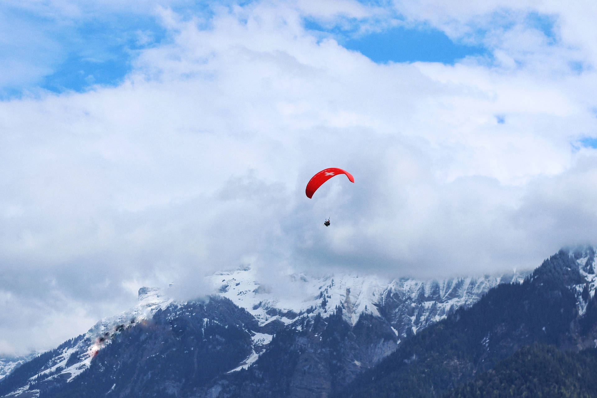Paragliding Mid-air Shot Background