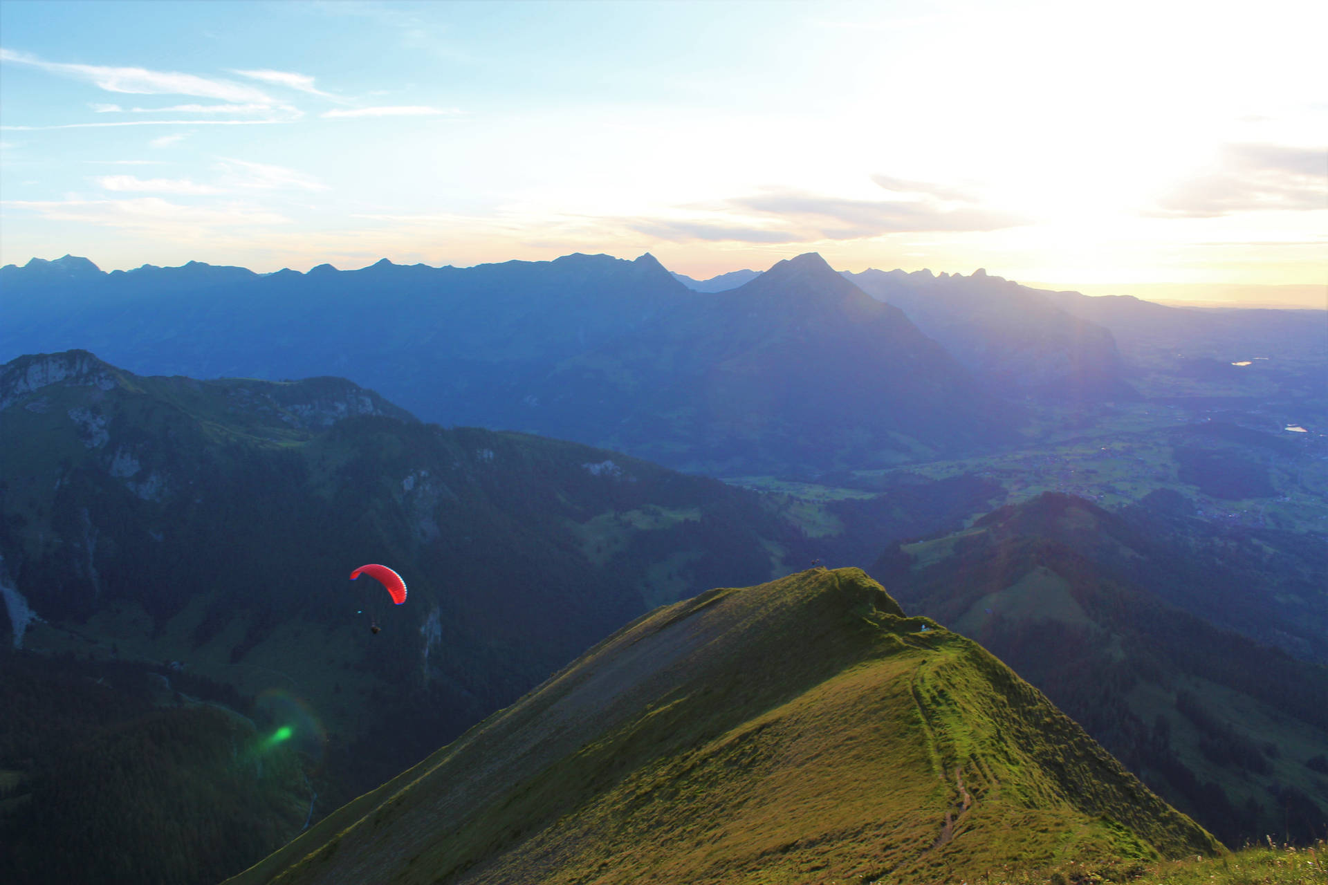 Paragliding Sunrise Alps Background