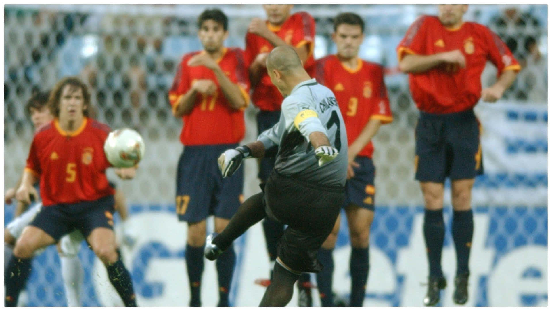 Paraguayan Goalkeeper Jose Luis Chilavert Against Spain Football Team Background