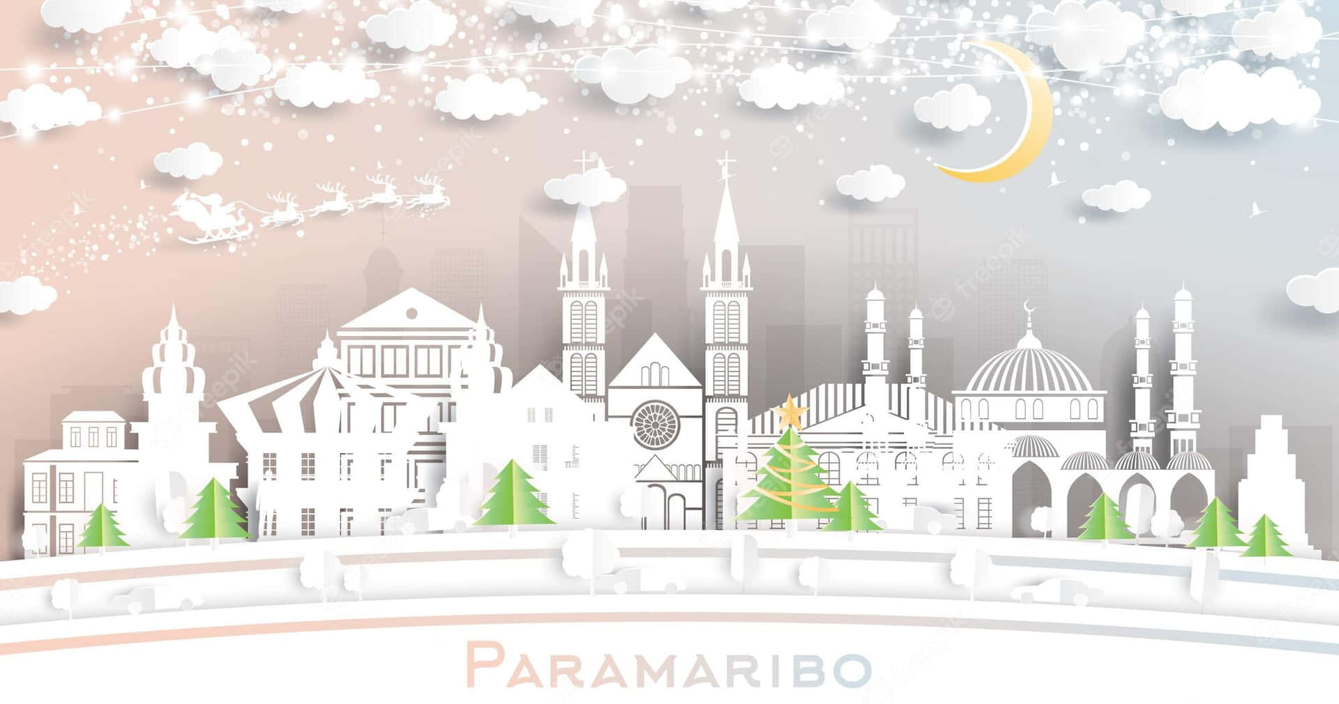 Paramaribo Christmas Art Background