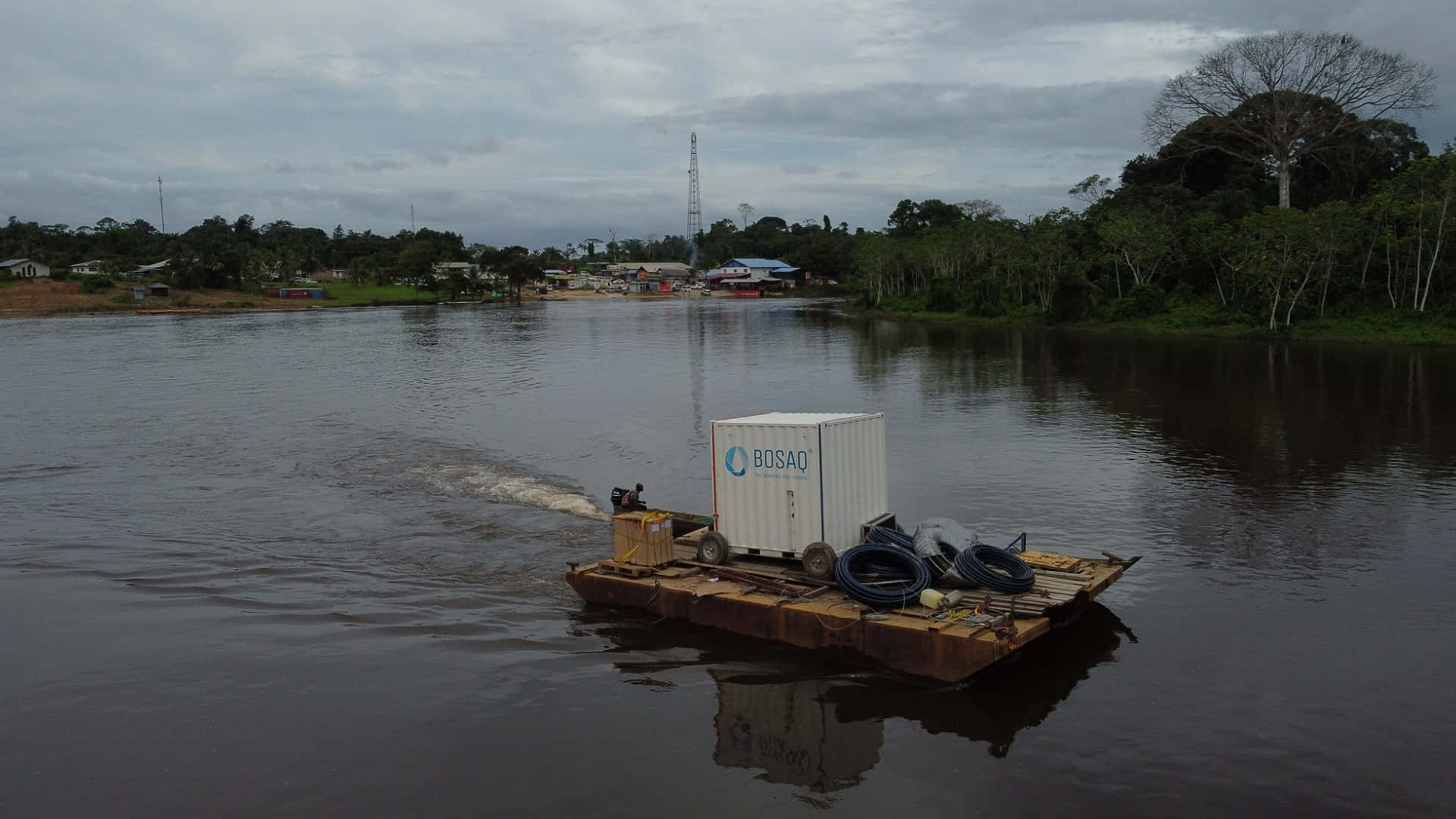 Paramaribo Energy Battery On Suriname River Background