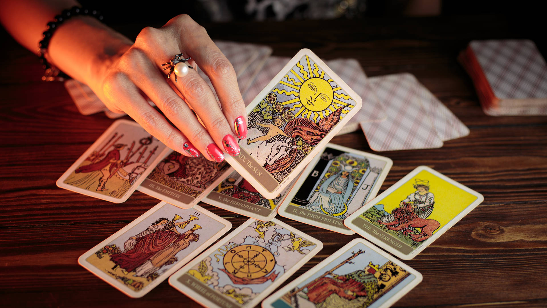 Paranormal Tarot Cards On Table Background