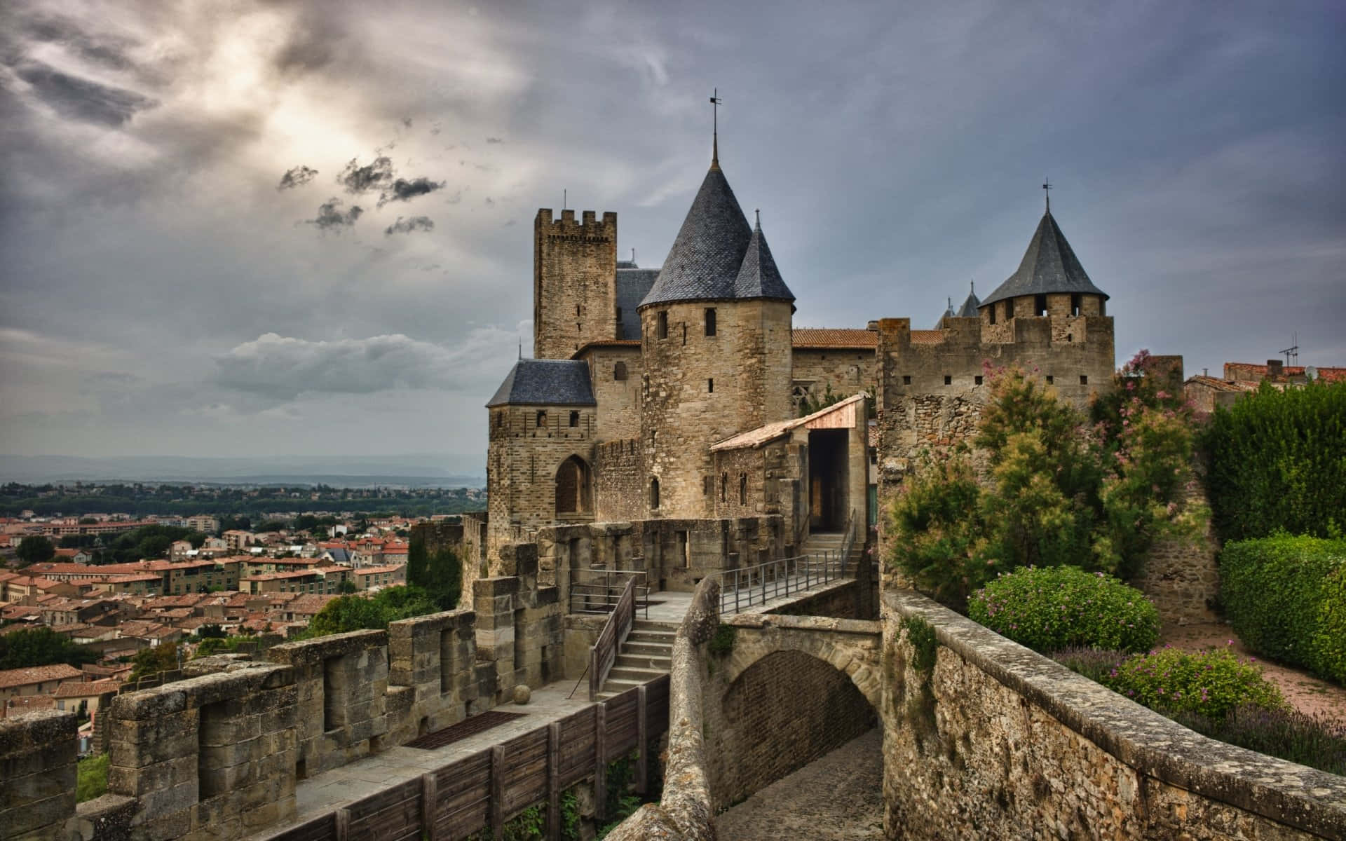 Parapet And The Counts In Carcassonne Background