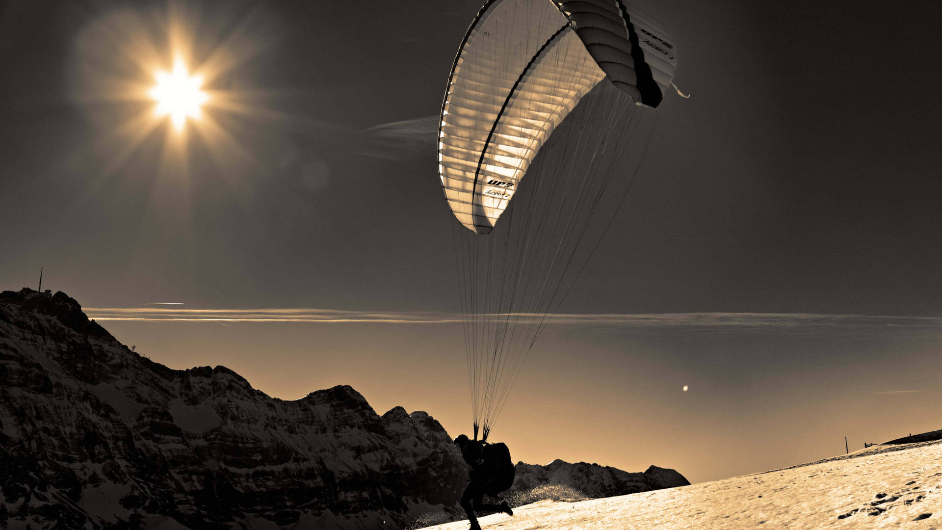 Parasailing During Winter Background