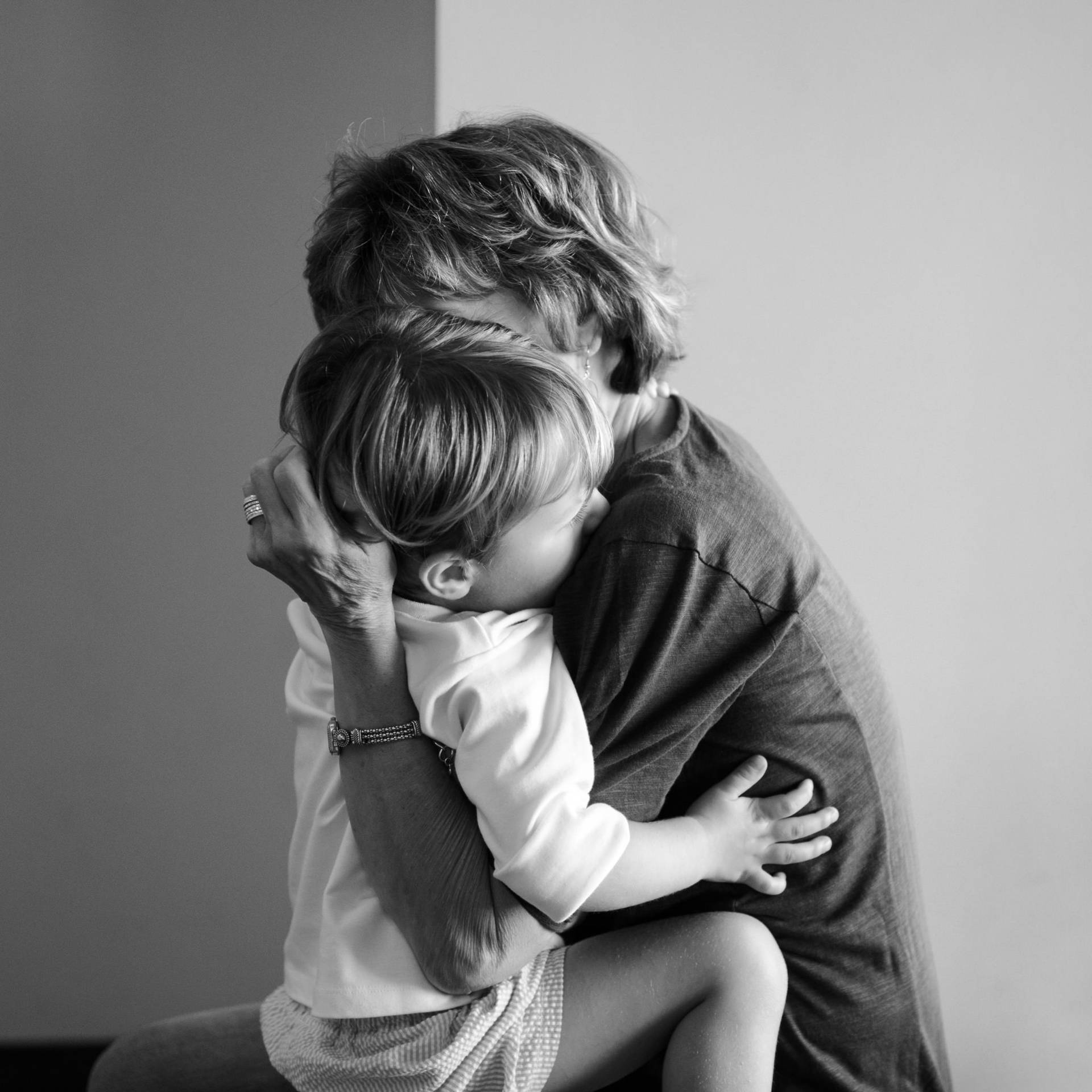 Parent Child Love Black And White Background