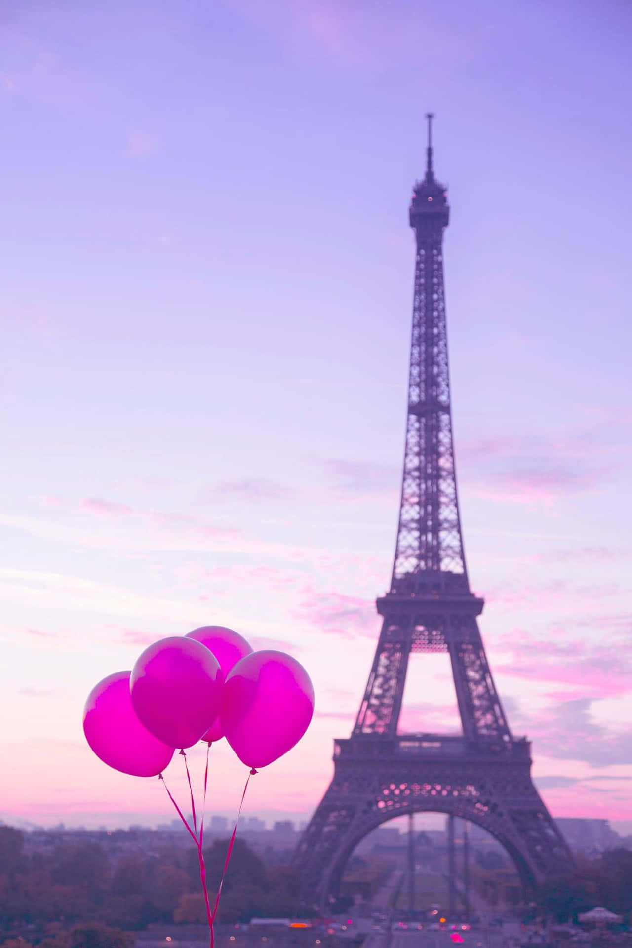 Paris Aesthetic Pink Balloons Background