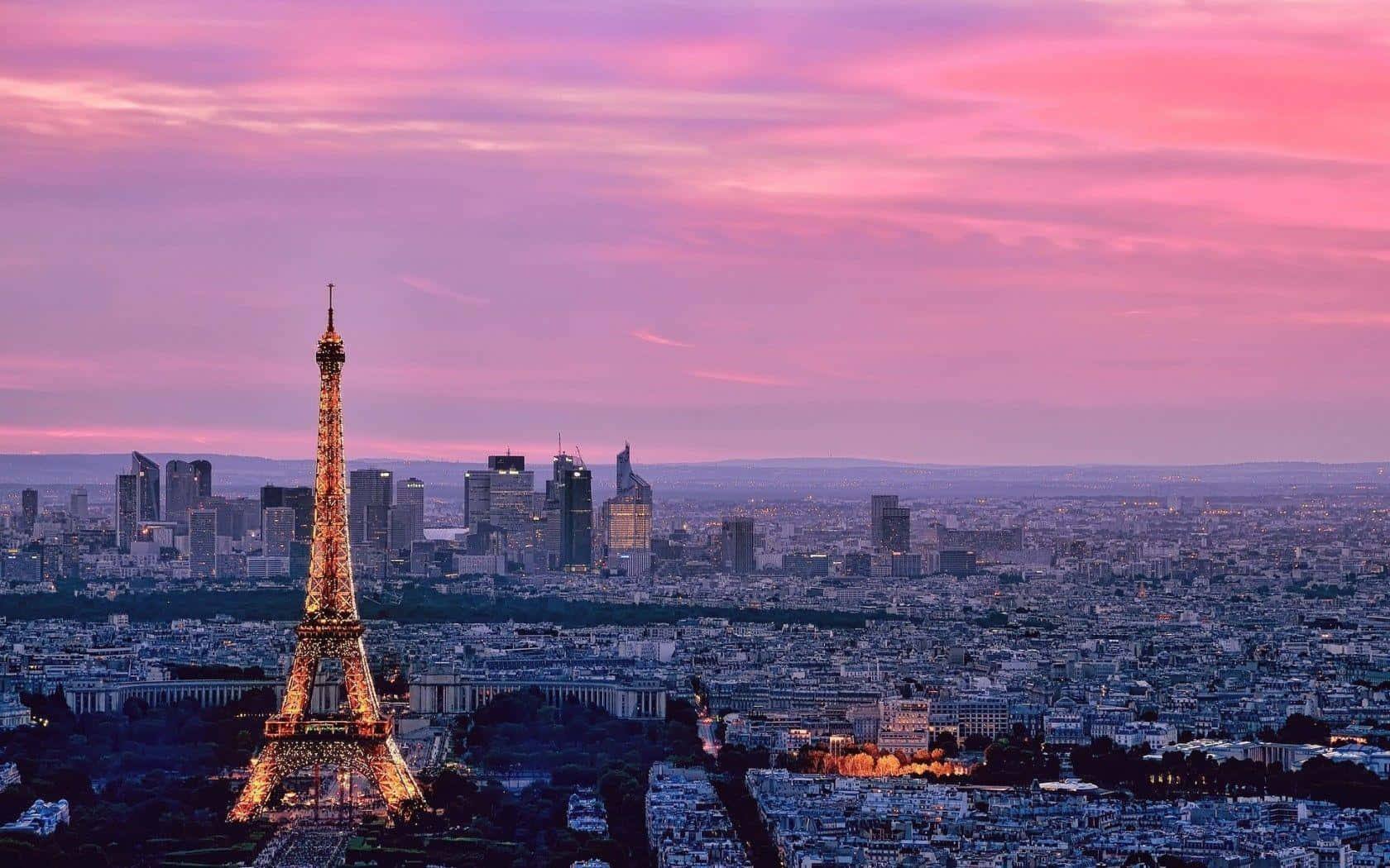 Paris Aesthetic Pink Sky Background