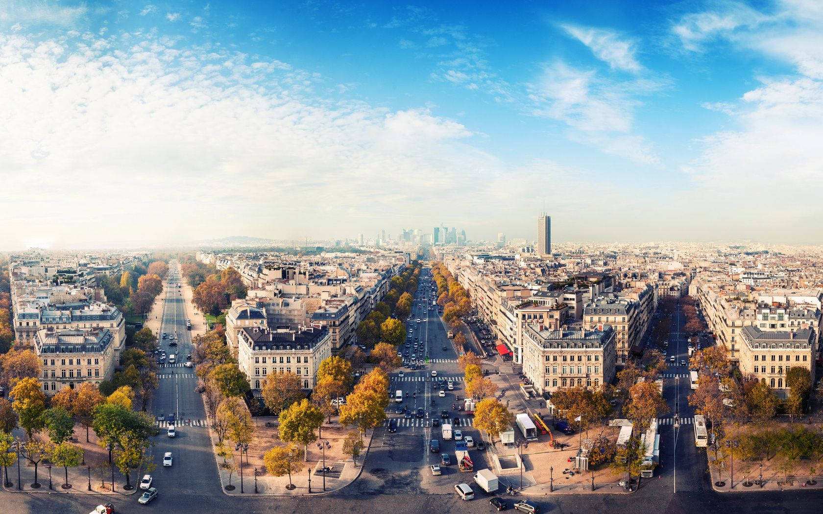 Paris Arc De Triomphe Avenues Background