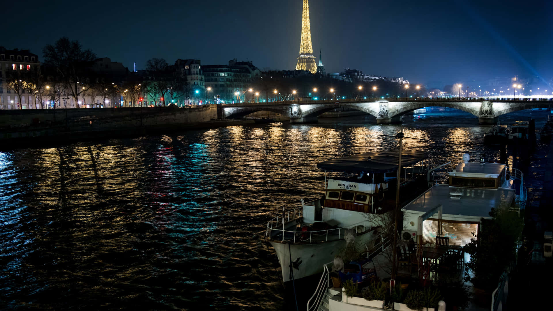 Paris At Night Boat Background