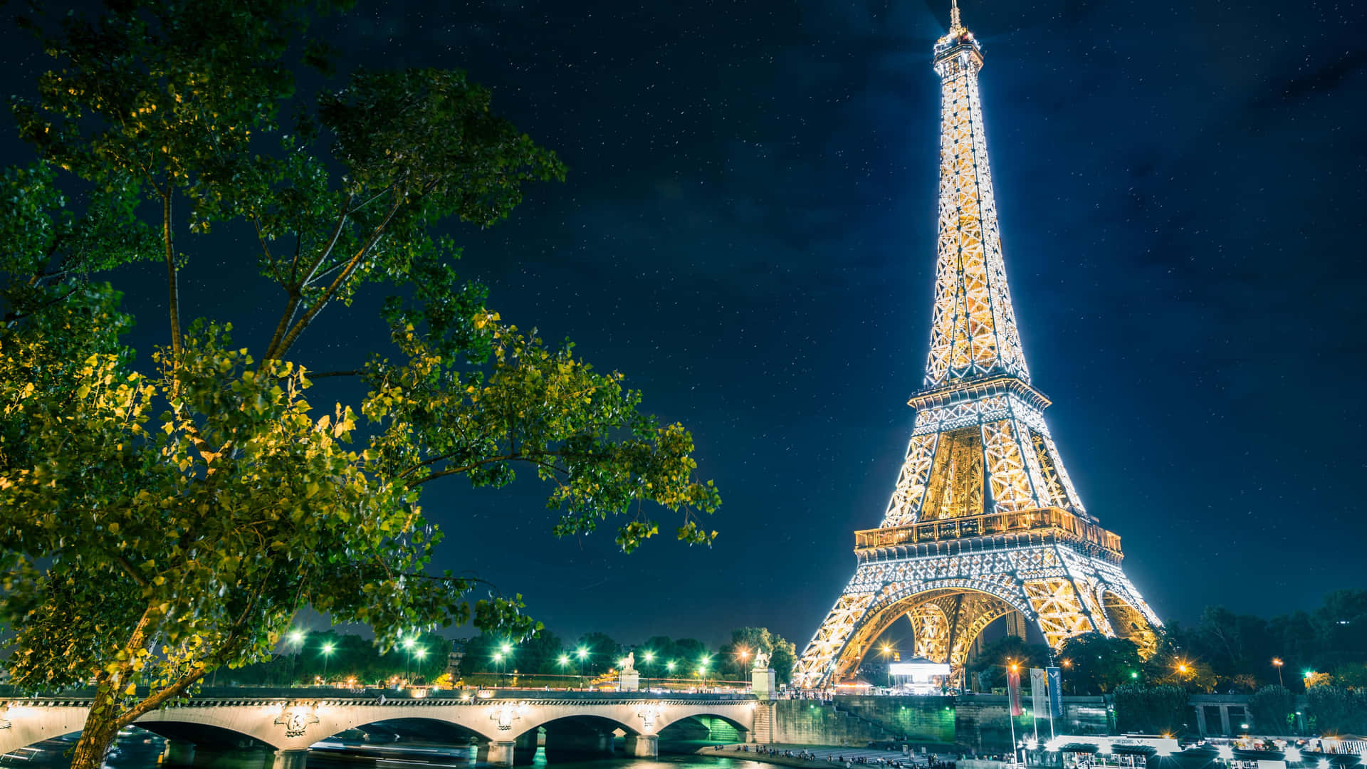 Paris At Night Bright Lights Background