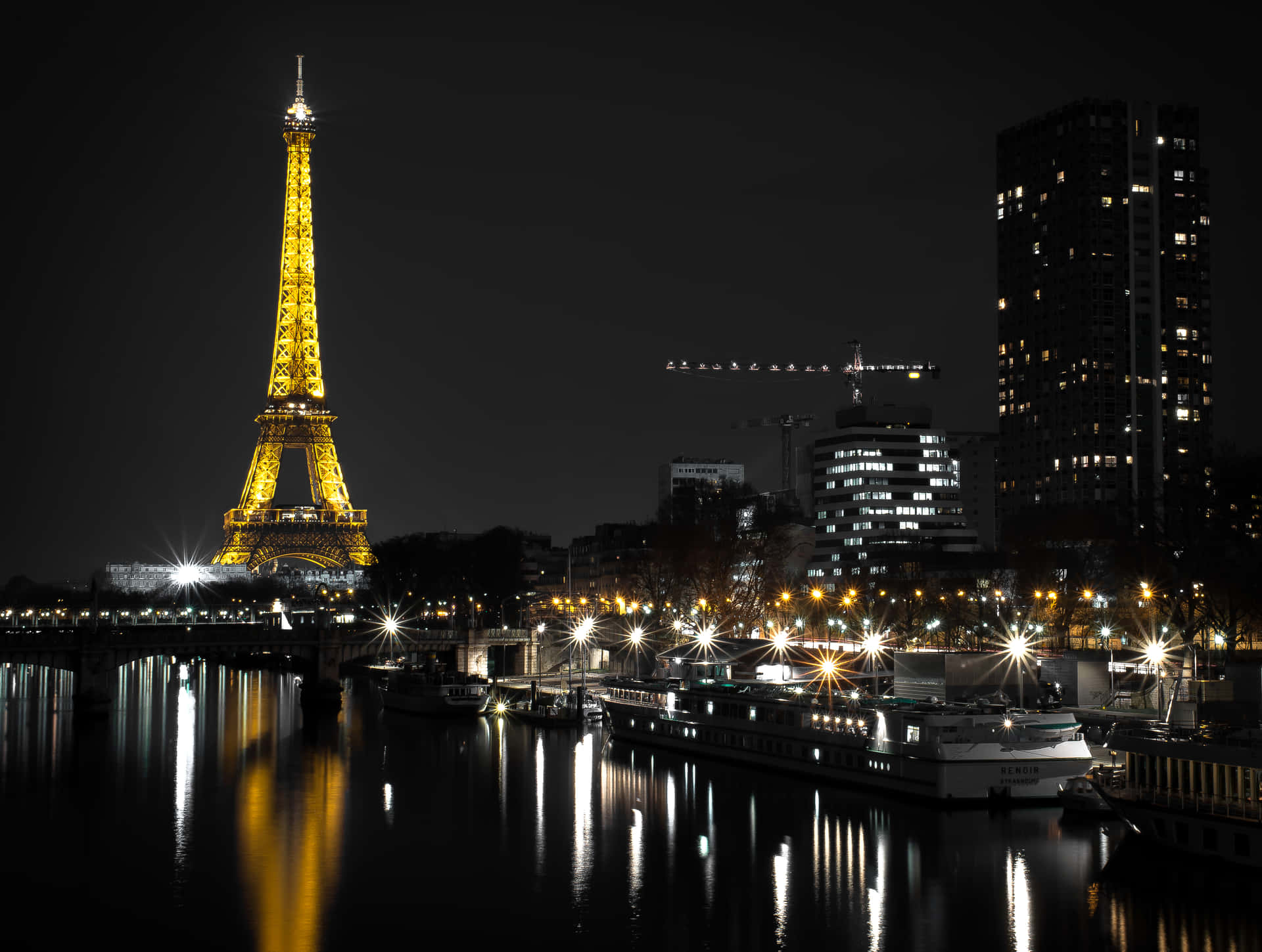 Paris At Night Yellow Light Background