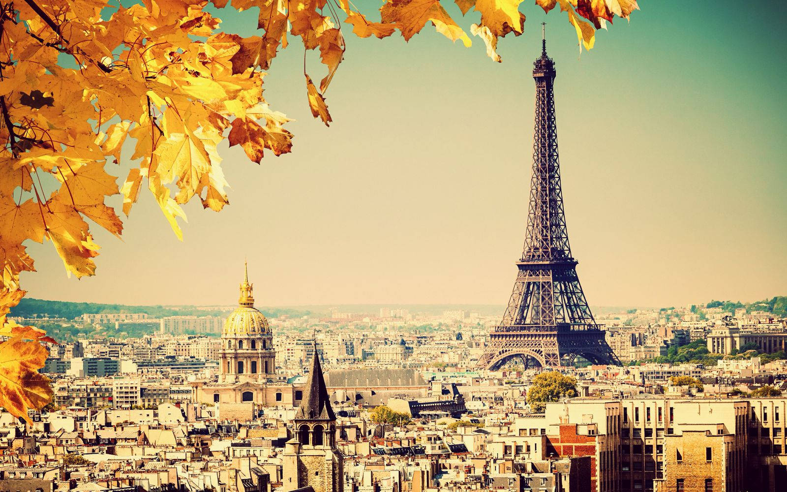 Paris In Autumn With The Eiffel Tower Background