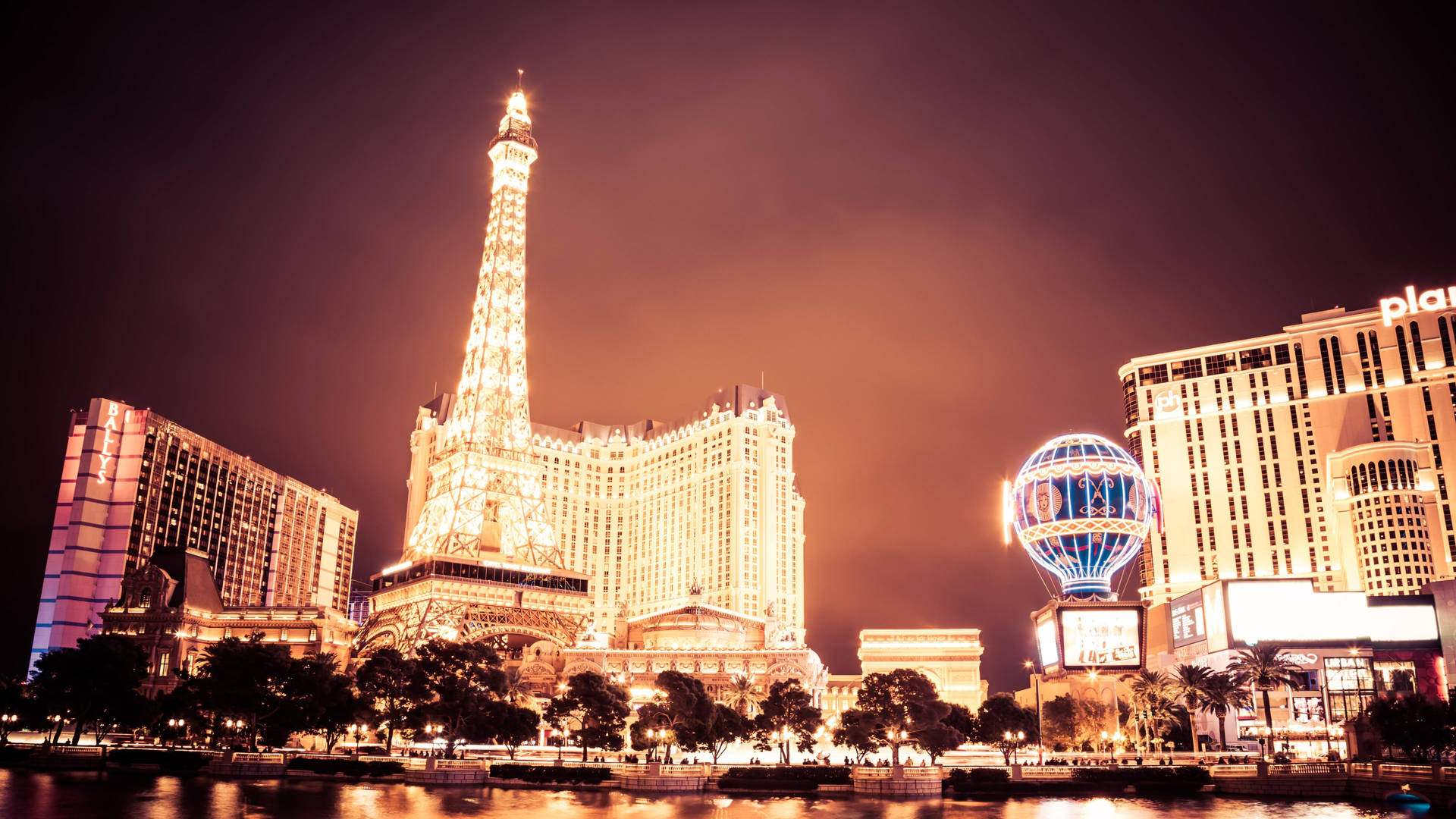 Paris Las Vegas With Dazzling Lights Background