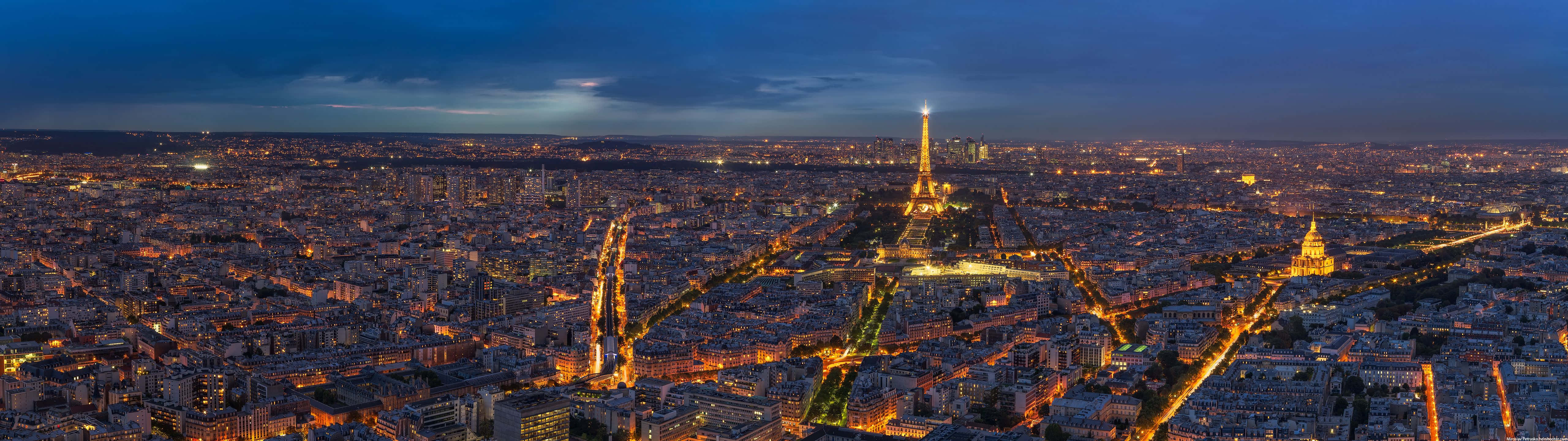 Paris Night Panorama Background