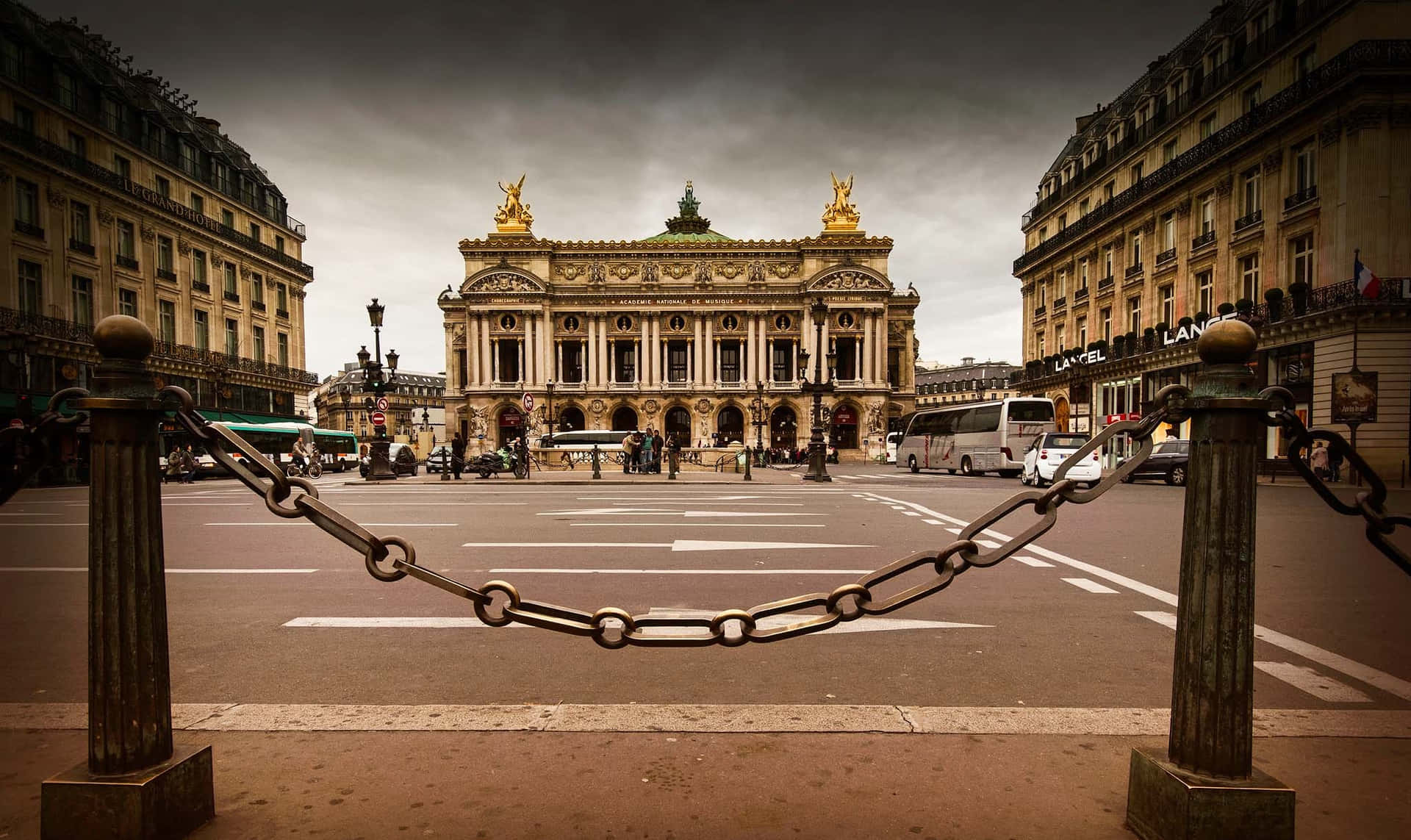Paris Opera House View From Rue Scribe Background