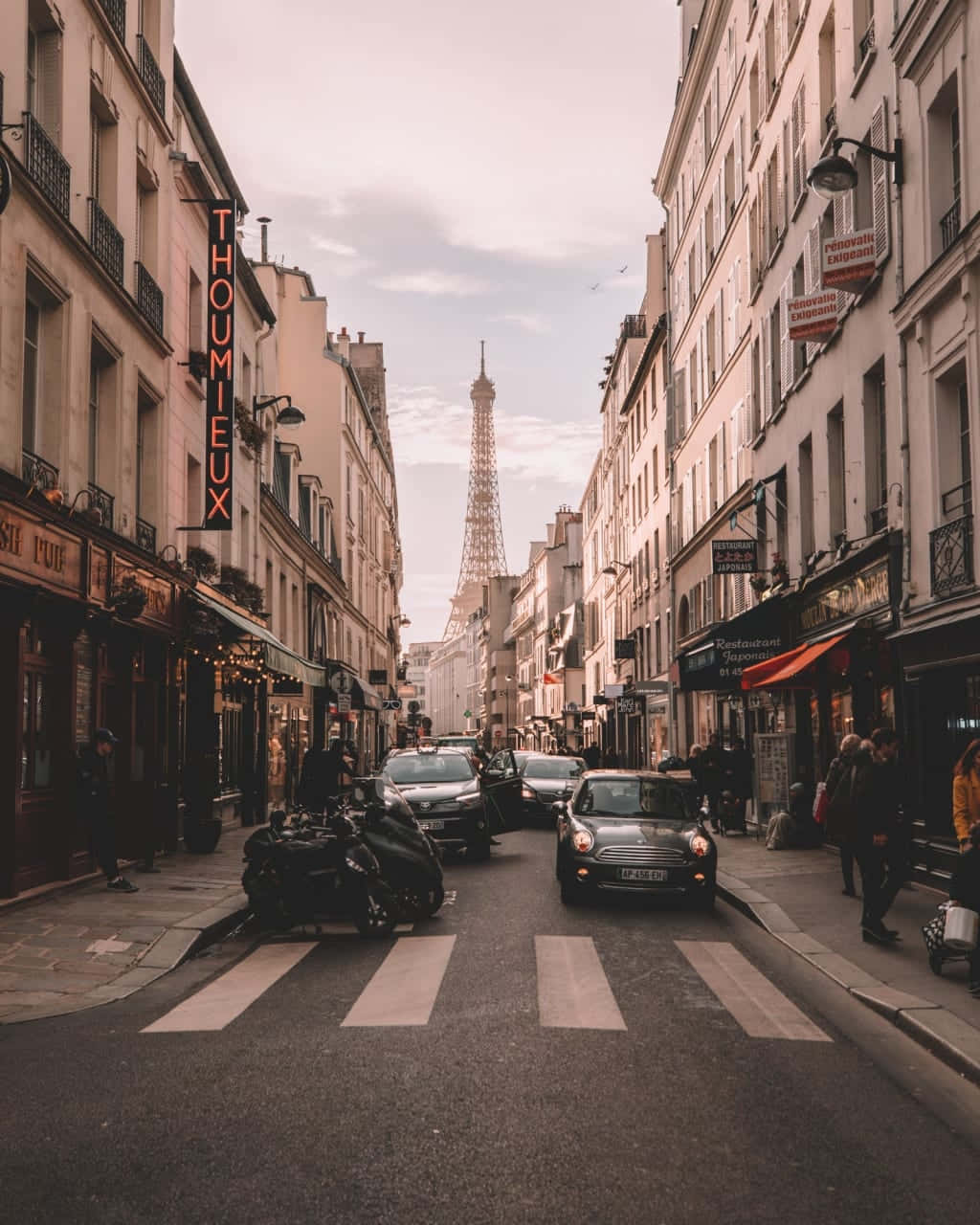 Parisian_ Street_with_ Eiffel_ View Background