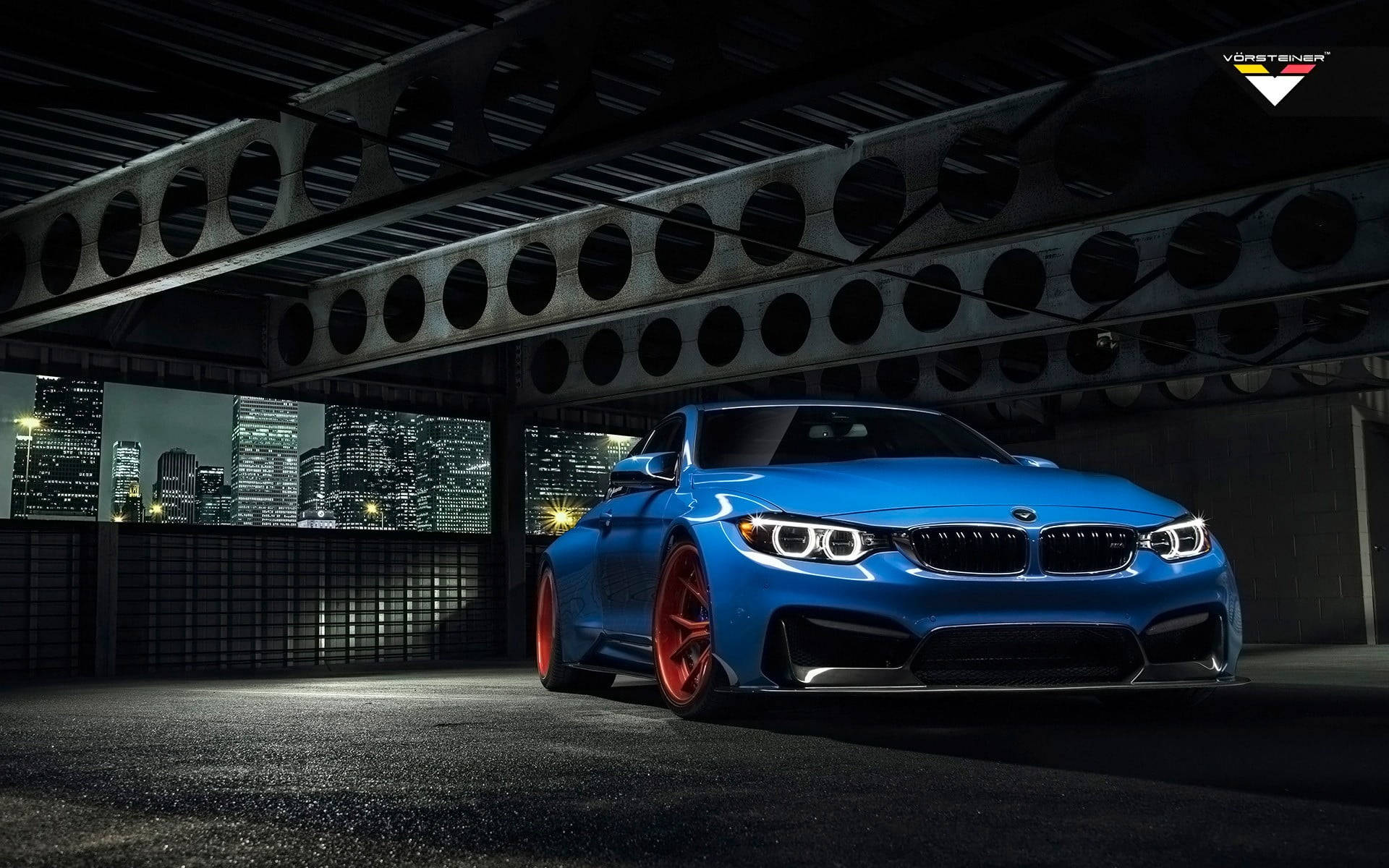 Parked Blue M4 Bmw Laptop Background