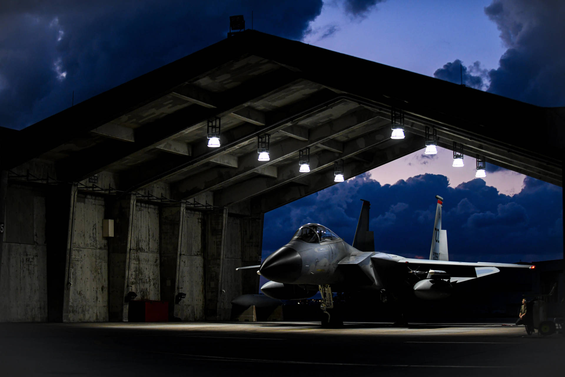 Parked F-15 Fighter Jet Background