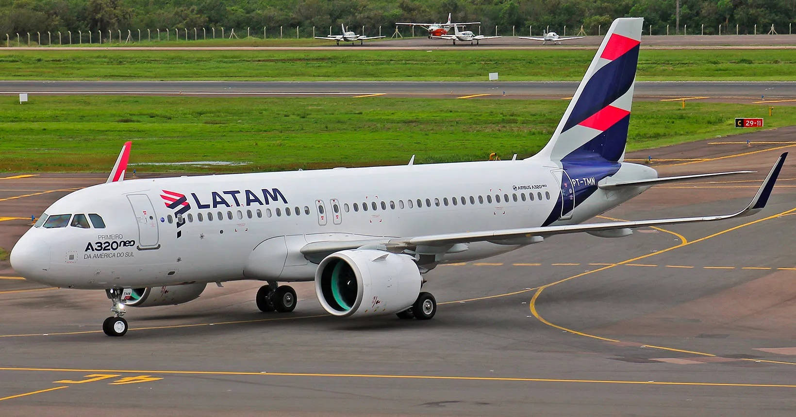 Parked Latam Aviation Plane Background