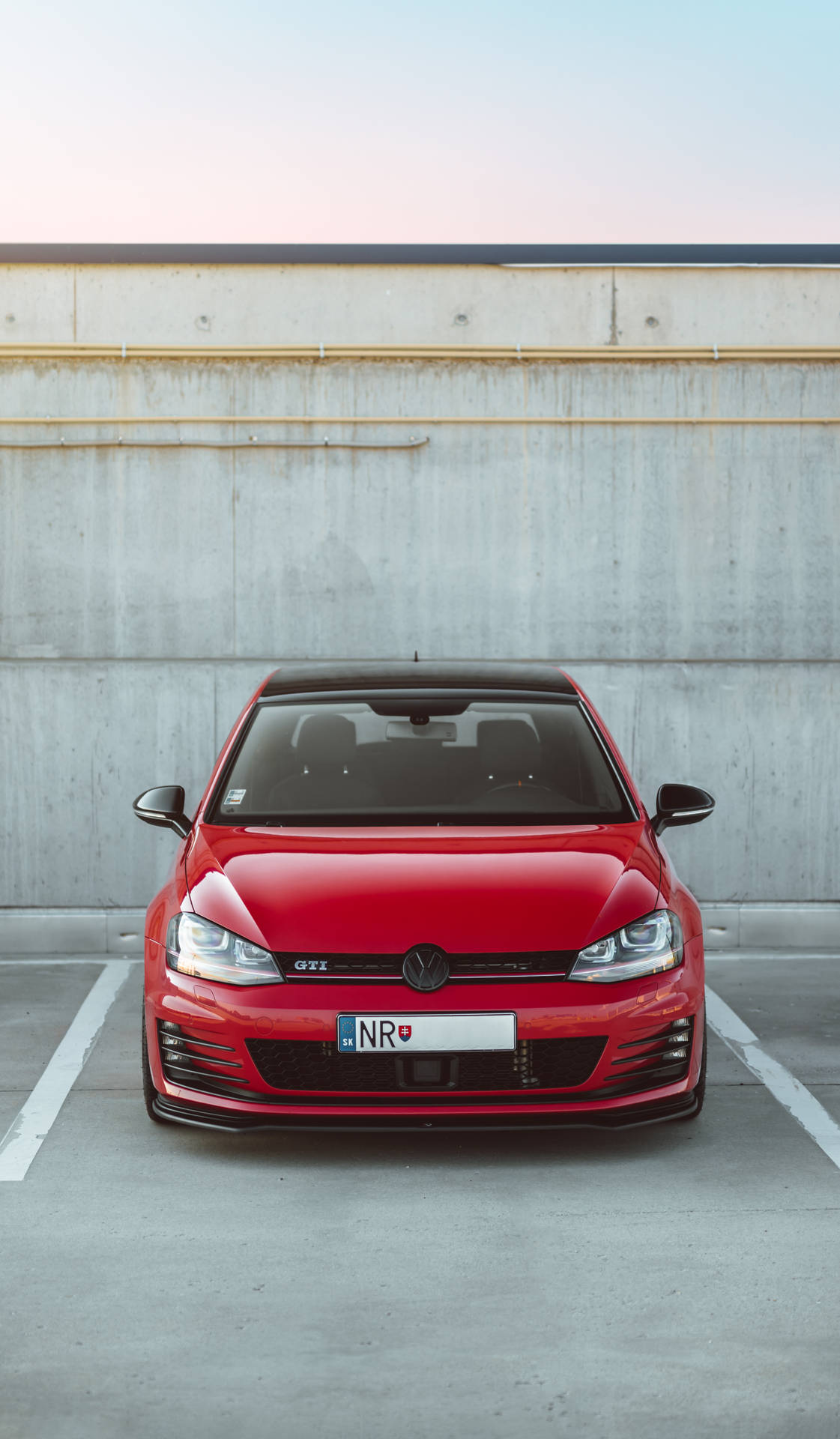 Parked Vw Golf Gti Red Background