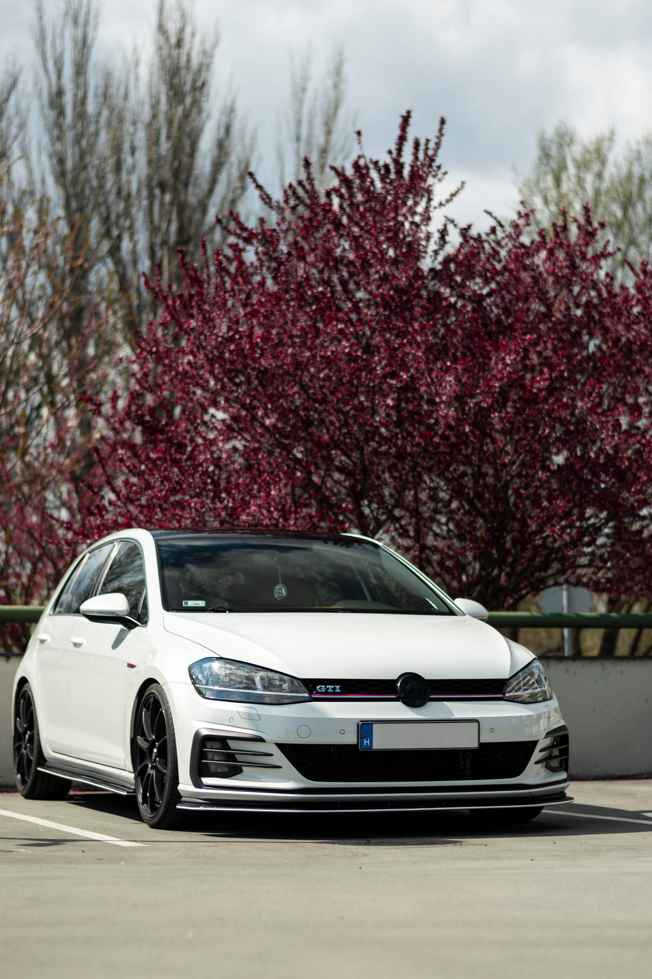 Parked White Golf Gti Mk7 Background