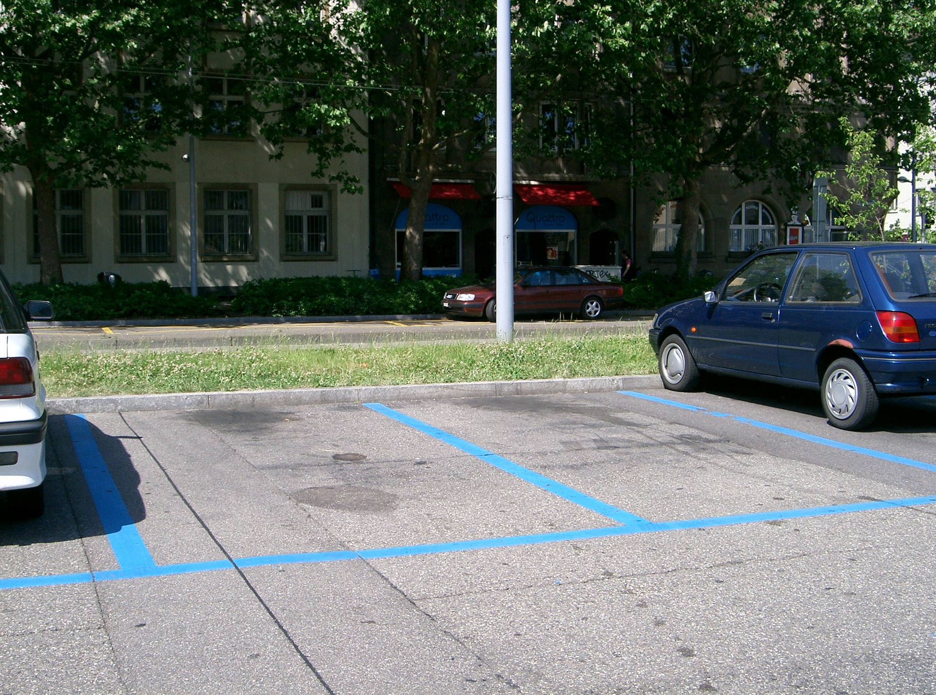 Parking Lot With Blue Lines